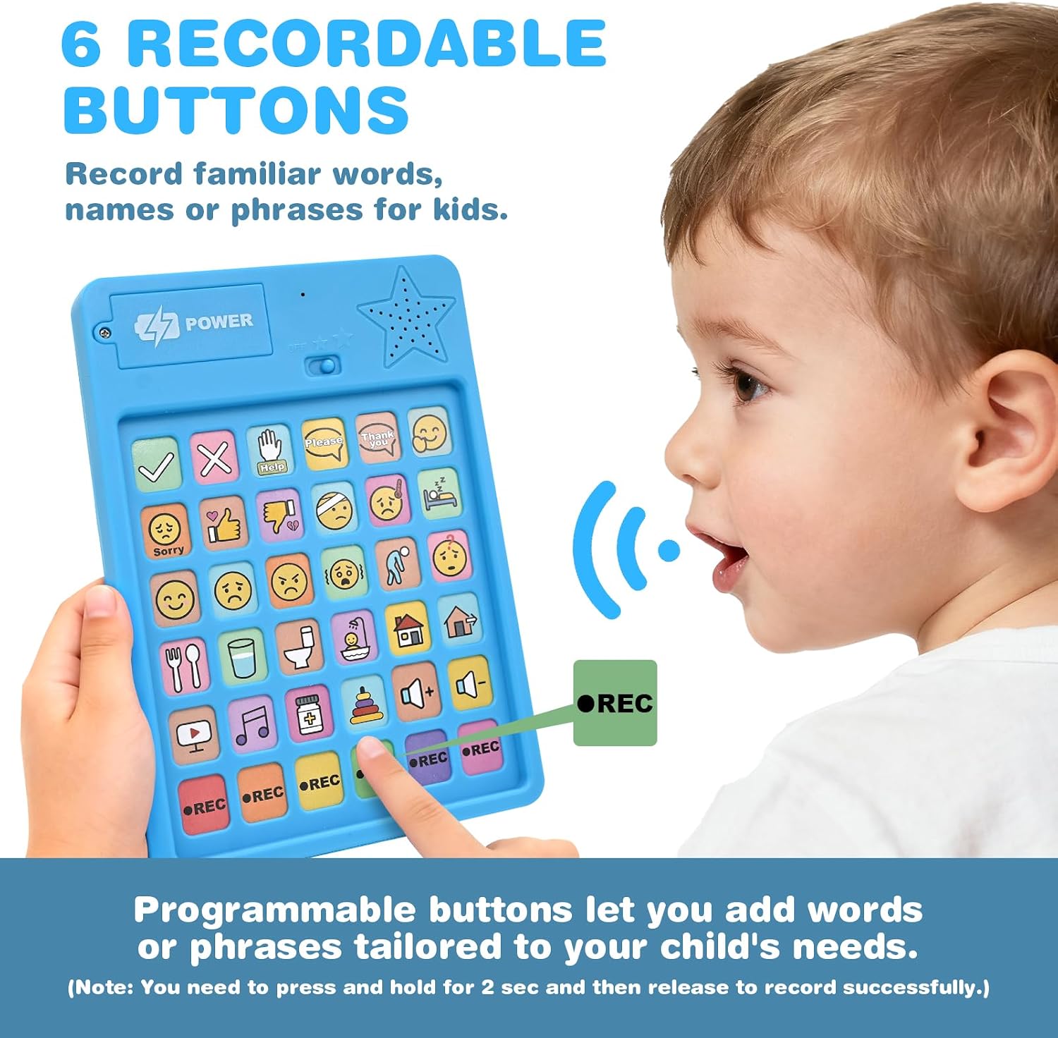 Detalle de Xylira AAC Communication Device with 28 Phrases and 6 Recordable Buttons