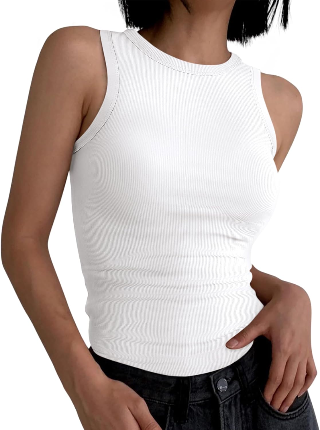 Thumbnail 1 de ANRABESS Women's High Neck Sleeveless Ribbed TankTop