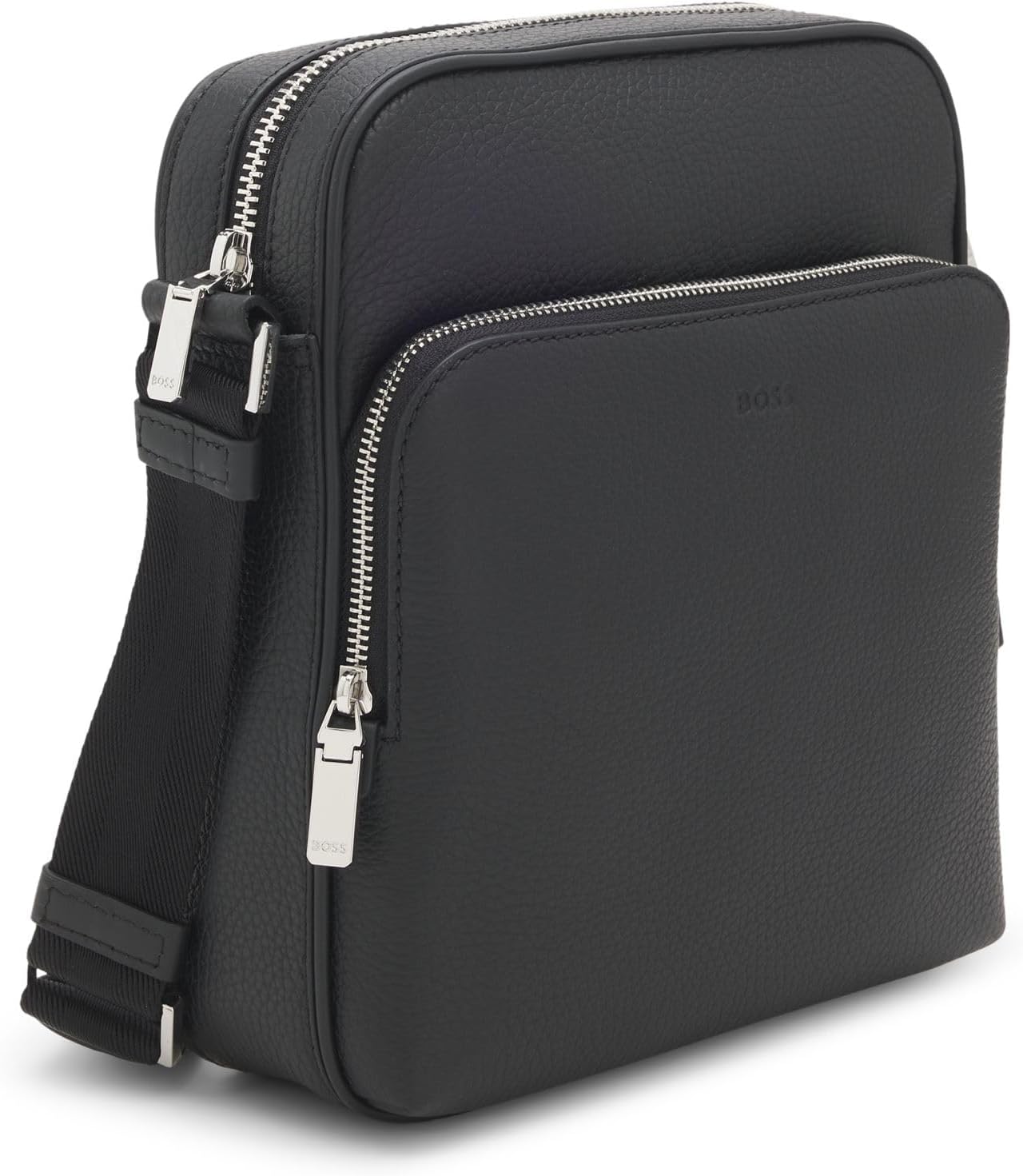 Detalle de BOSS New Crosstown NS Zip — Sac reporter en cuir italien à grain naturel (homme)