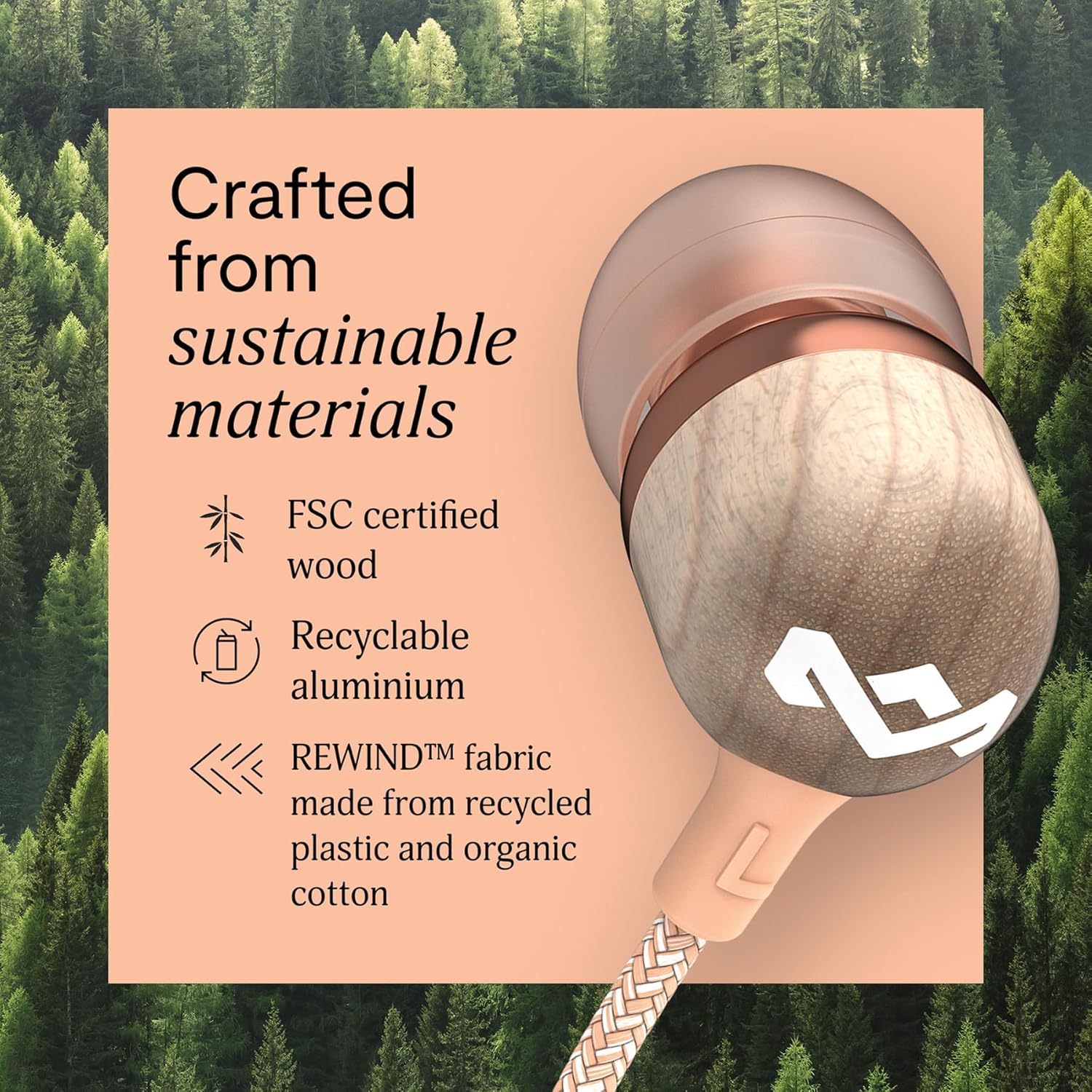 Thumbnail 4 de Marley House of Smile Jamaica USB‑C kabelgebundene In‑Ear-Kopfhörer mit 9,2‑mm-Treibern und Mikrofon (Copper)