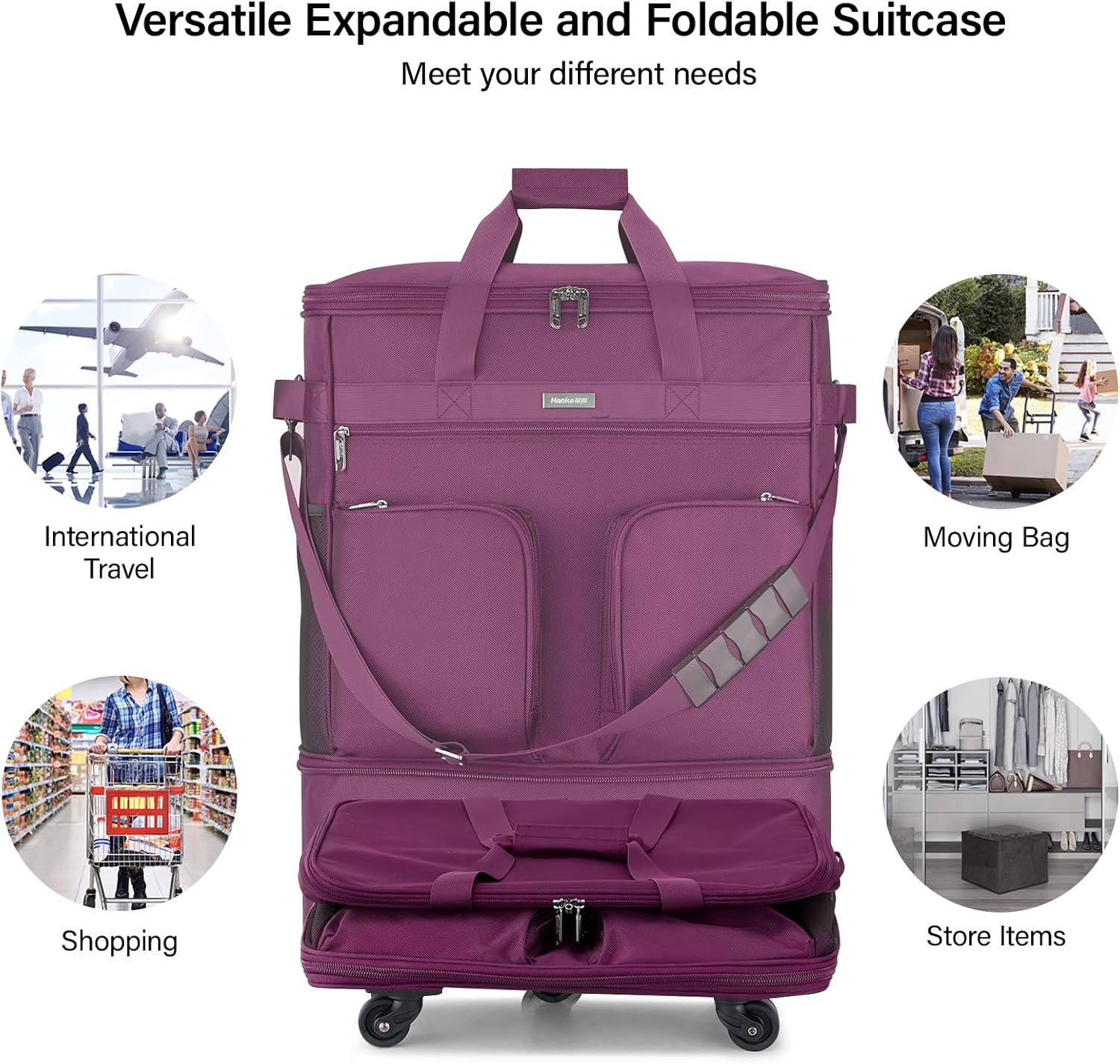 Thumbnail 3 de Hanke expandable foldable luggage 2 wheels