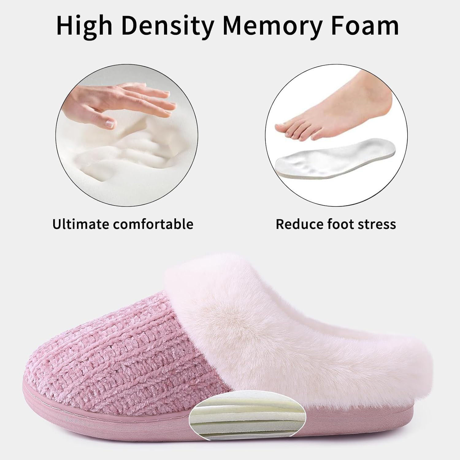 Thumbnail 3 de Evshine Warm Knit House Slippers for Women with Memory Foam and Plush Lining