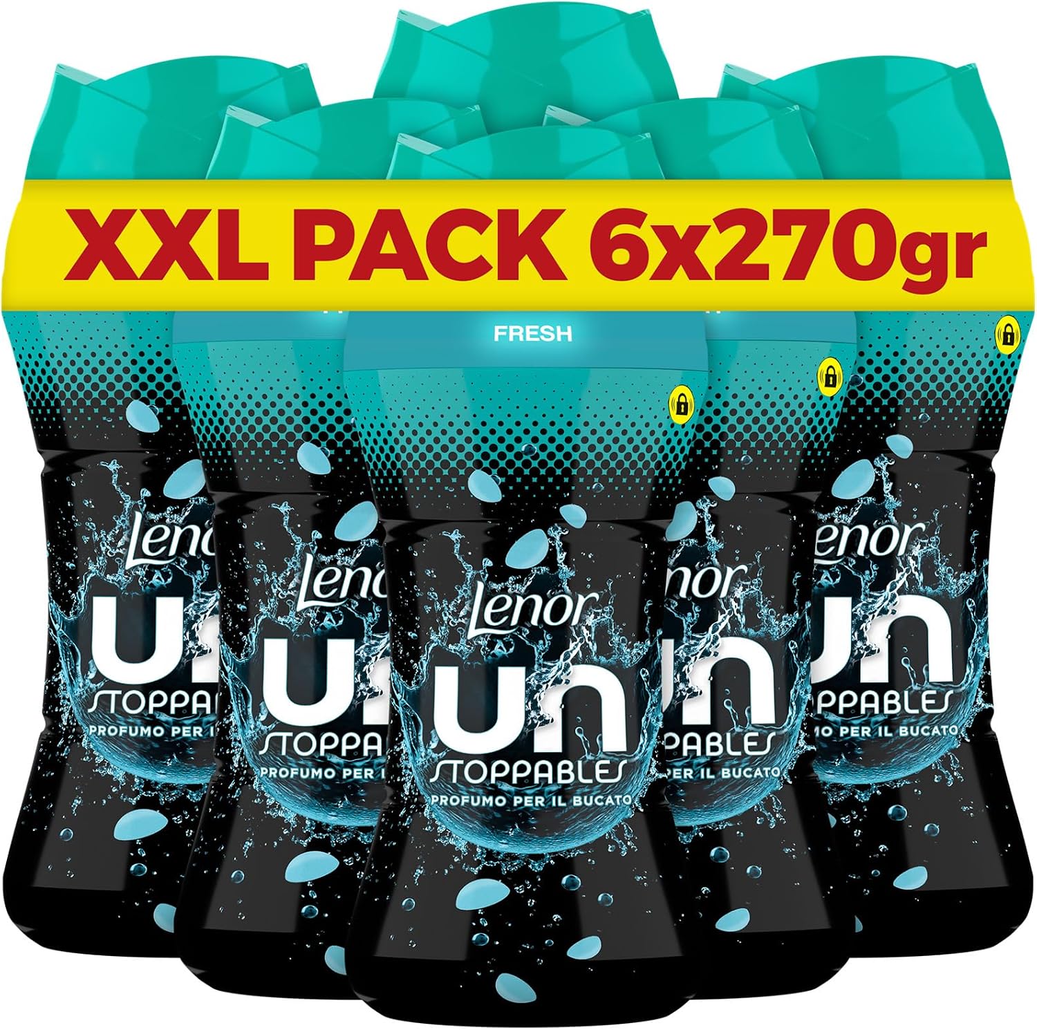 Lenor Profumatore Bucato Lavatrice – Perle Profumate Fresh, Mega Pacco 6 x 270 g