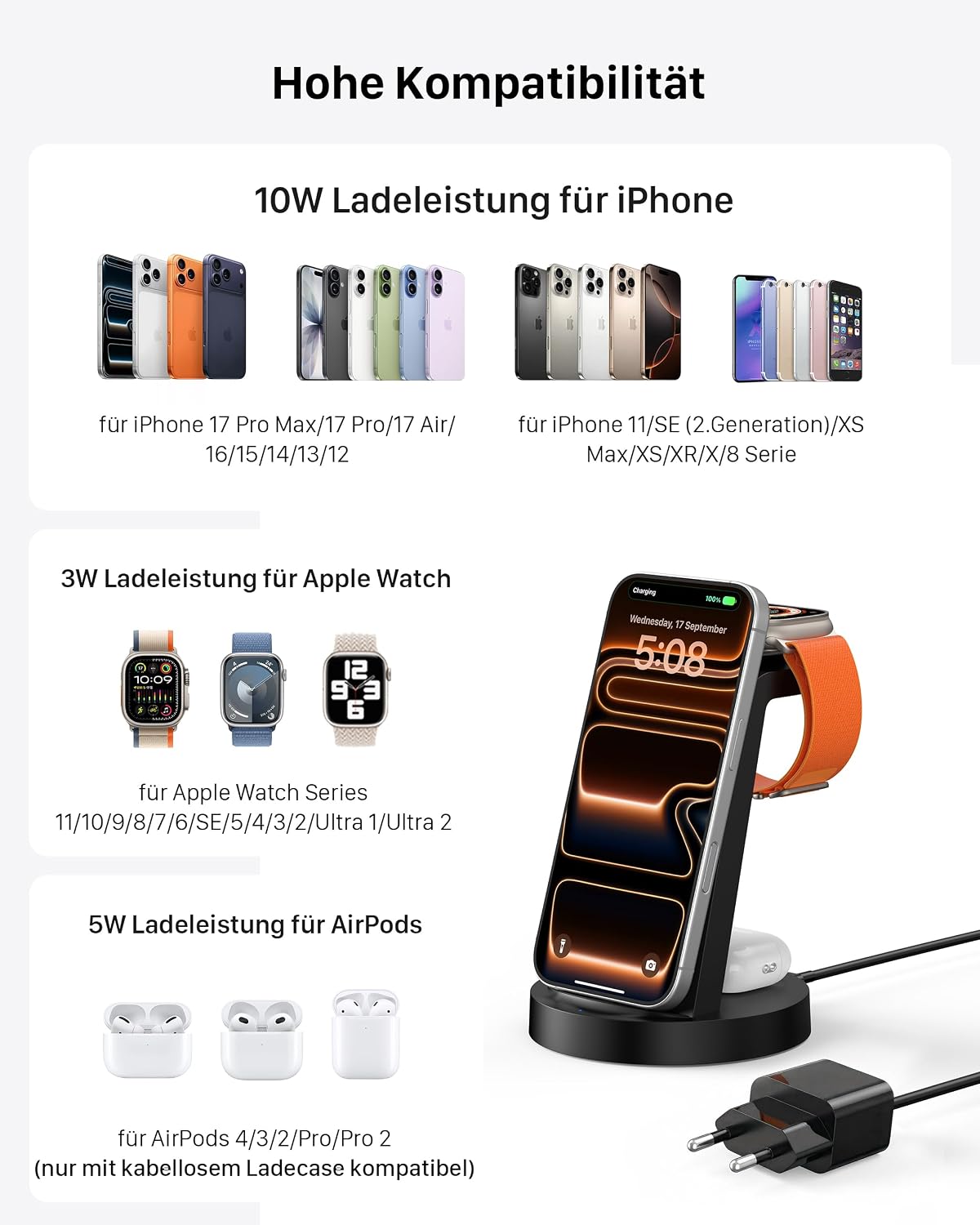 Detalle 2 de 3 in 1 iPhone Ladestation 18W