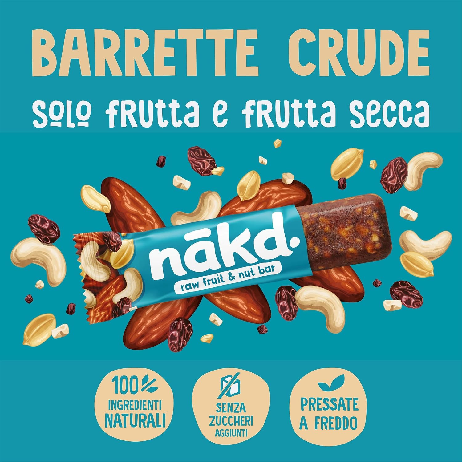 Detalle de Nākd. Caramello Salato – Barrette crude di frutta e frutta secca, 100% naturali e vegan