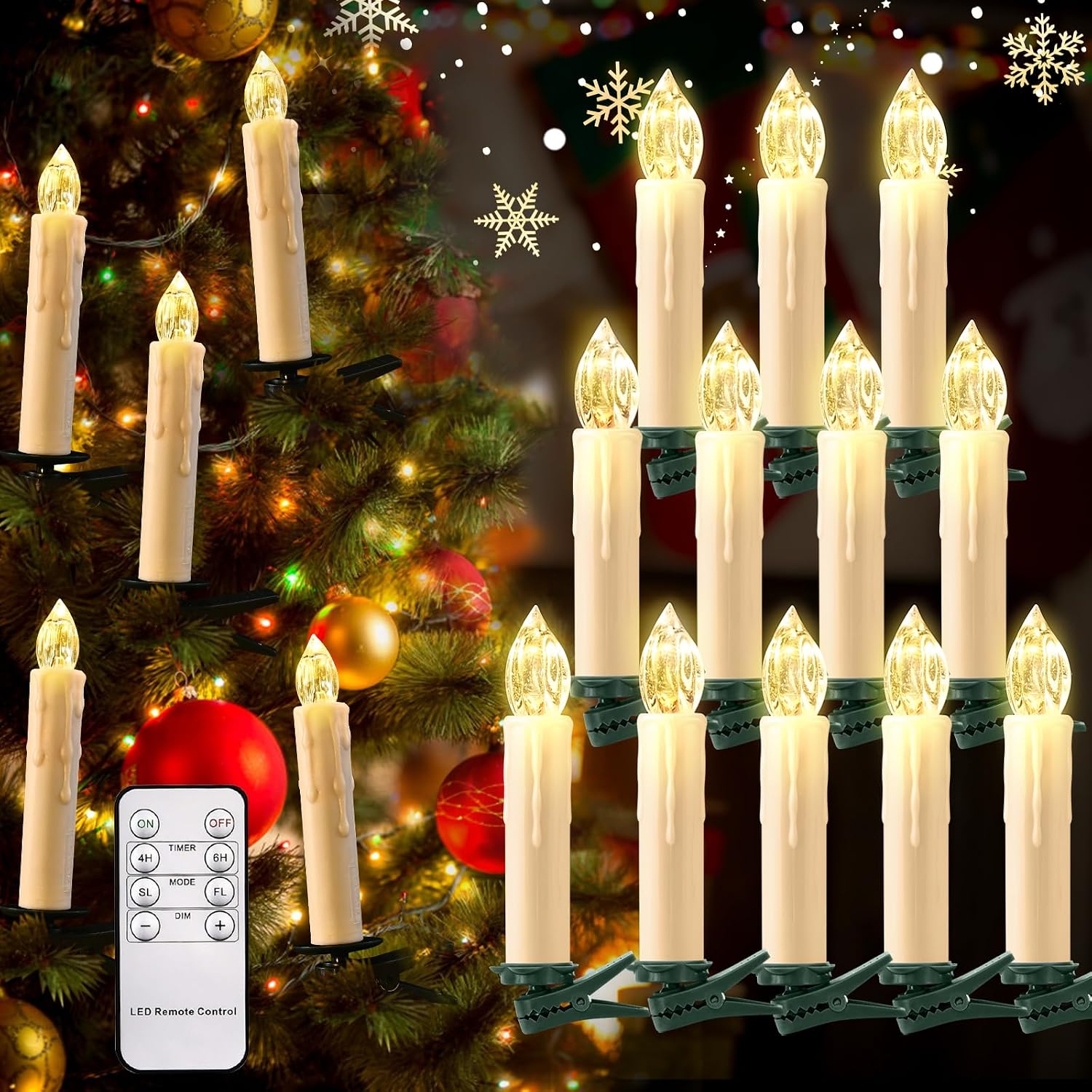 Detalle de Cimetech Christmas LED Candles 12pc with Remote ⌛