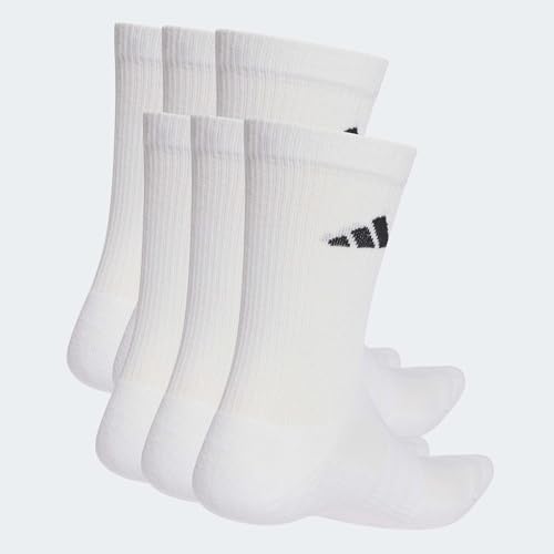 Detalle de adidas Unisex Adult Cushioned Crew Socks 6 Pair Pack | taglia 45-48, bianco/bianco/nero