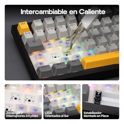 Thumbnail 4 de EPOMAKER Ajazz AK820 Pro ISO-ES: Teclado Mecánico Inalámbrico 75% con Pantalla TFT, Perilla y RGB para PC/Mac