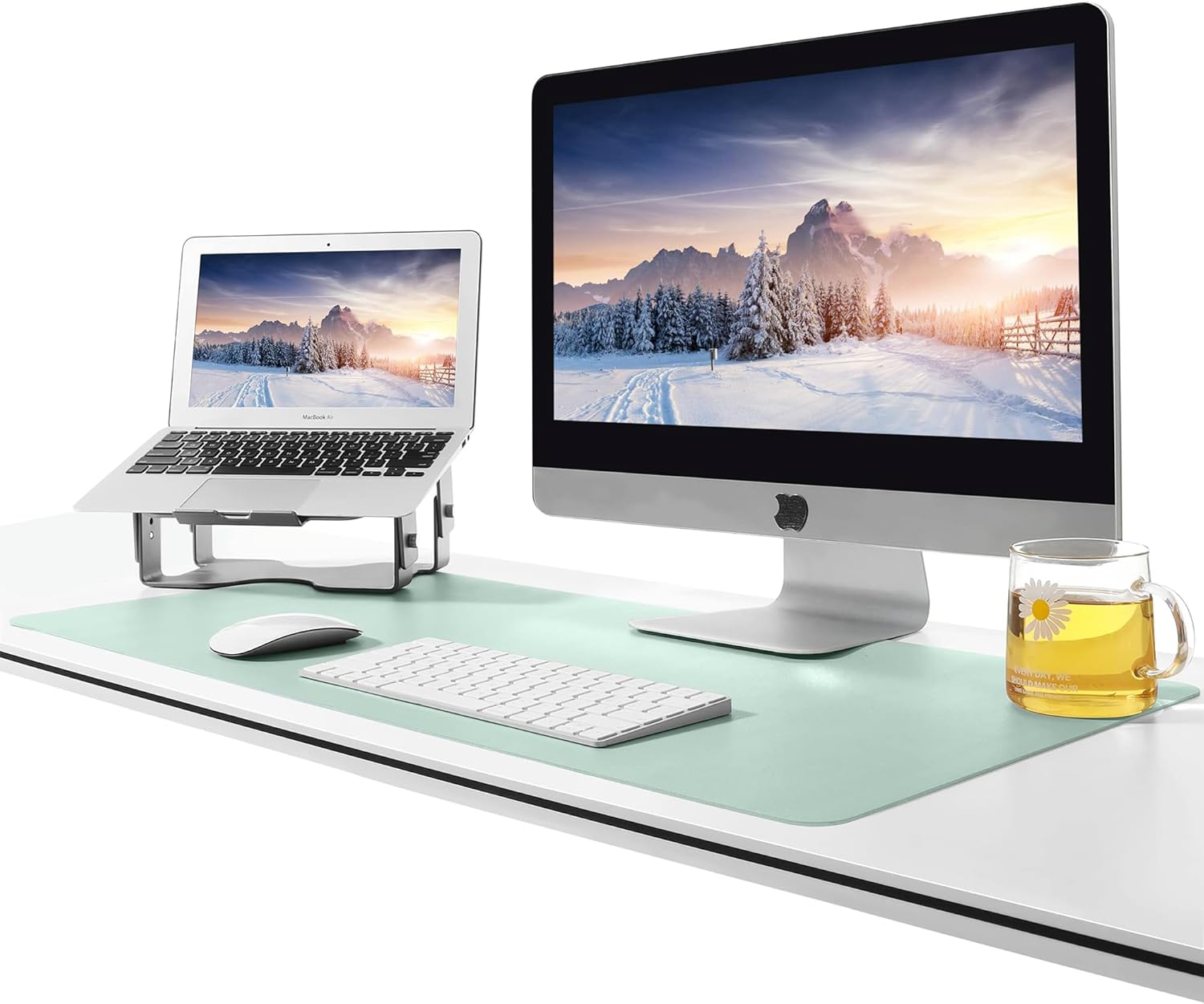 Thumbnail 5 de BUBM Desk Mat PU Leather Desk Blotter 120x60cm – waterproof office desk pad in green