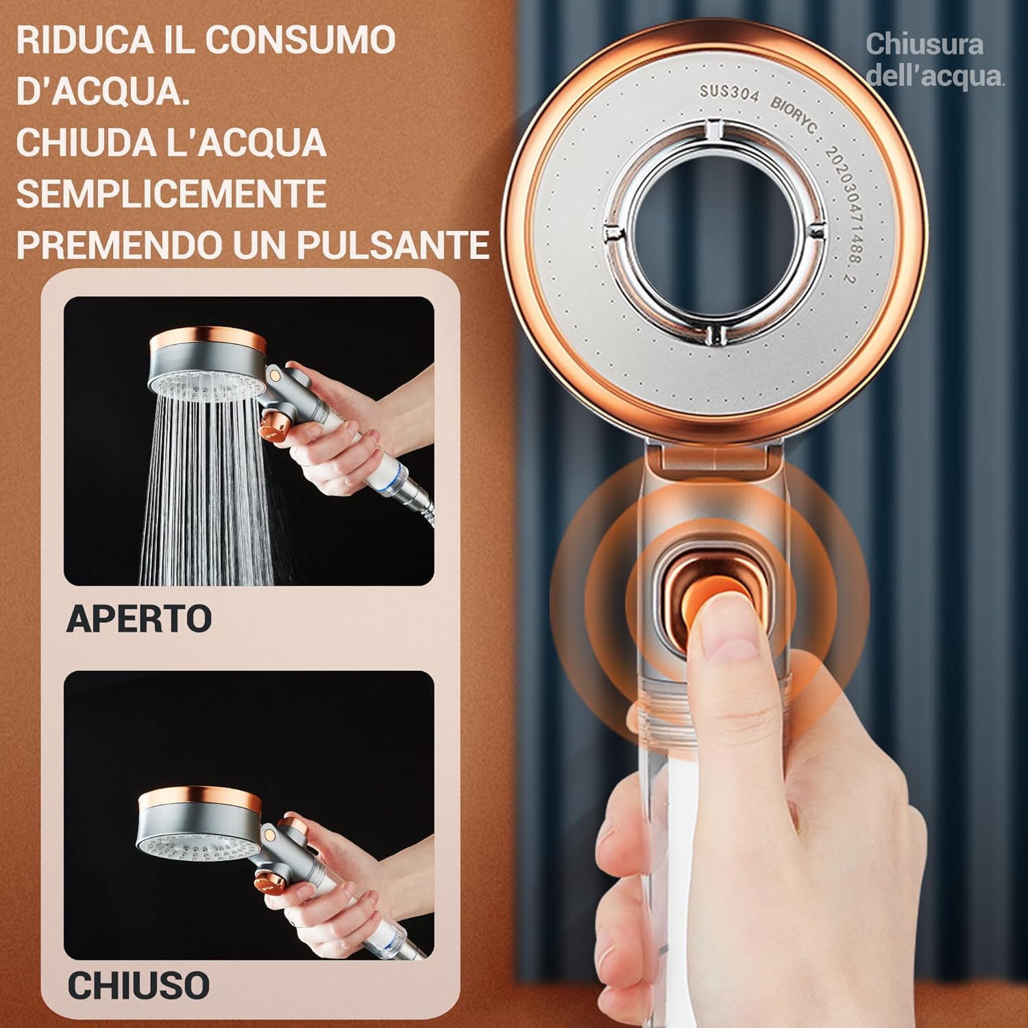 Thumbnail 1 de BIORYC Soffione Doccia con Filtro + 2 Filtri: Potenza, Anticalcare e Purificazione per Corpo e Capelli