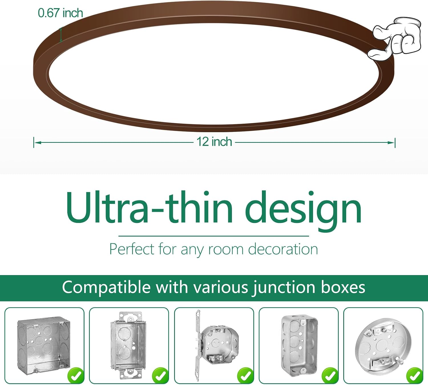 Detalle 2 de Brightever LED Flush-Mount Ceiling Light, 12-Inch