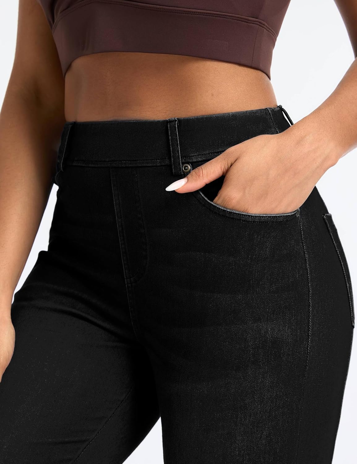 Detalle 2 de THE GYM PEOPLE Women's Stretchy Jeggings, Denim Style, Tummy Control, Four Pockets