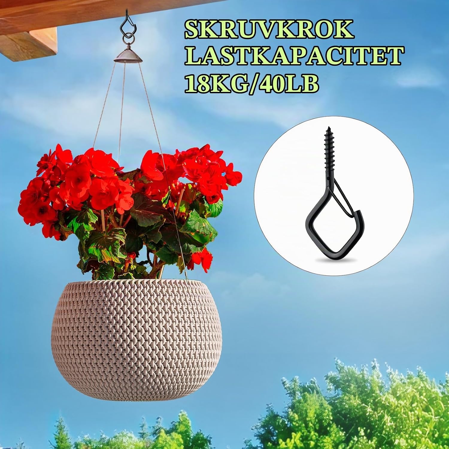 Detalle de Gucass skruvkrokar i rostfritt stål, svarta med säkerhetsspärr, 50-pack