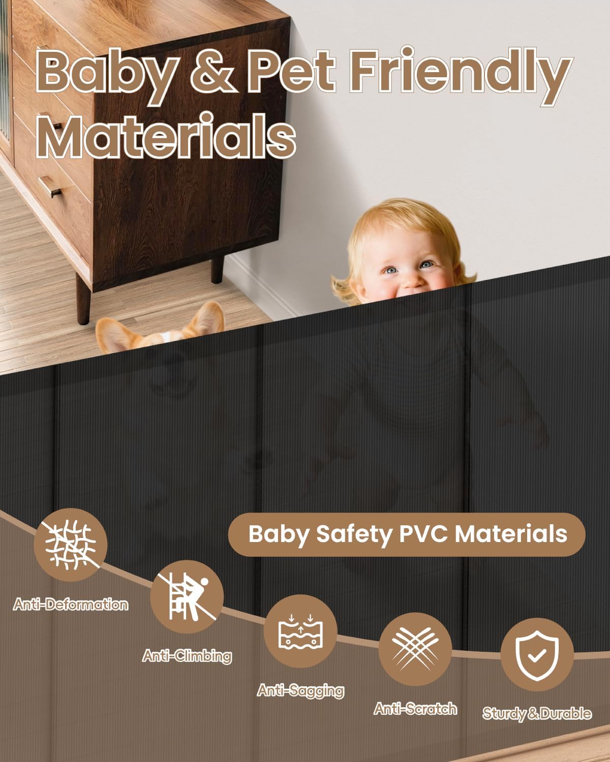 Detalle de BBsecure SG025 Retractable Baby Gate, 55-Inch Wide, 34-Inch Tall Mesh