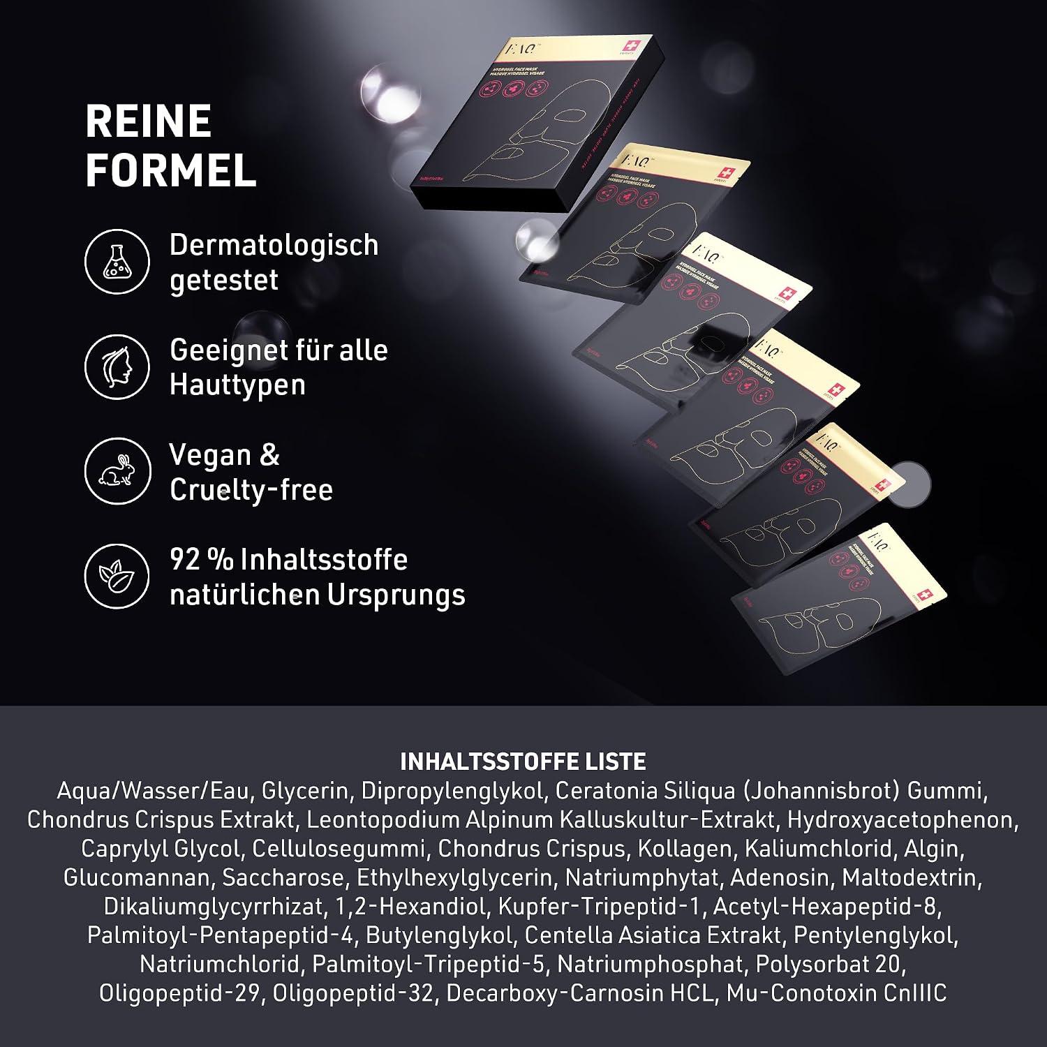 Detalle de FAQ Glass Skin Kollagen Maske – Straffende Gel-Maske mit Feuchtigkeit, Porenverfeinerung und LED-Kompatibilität