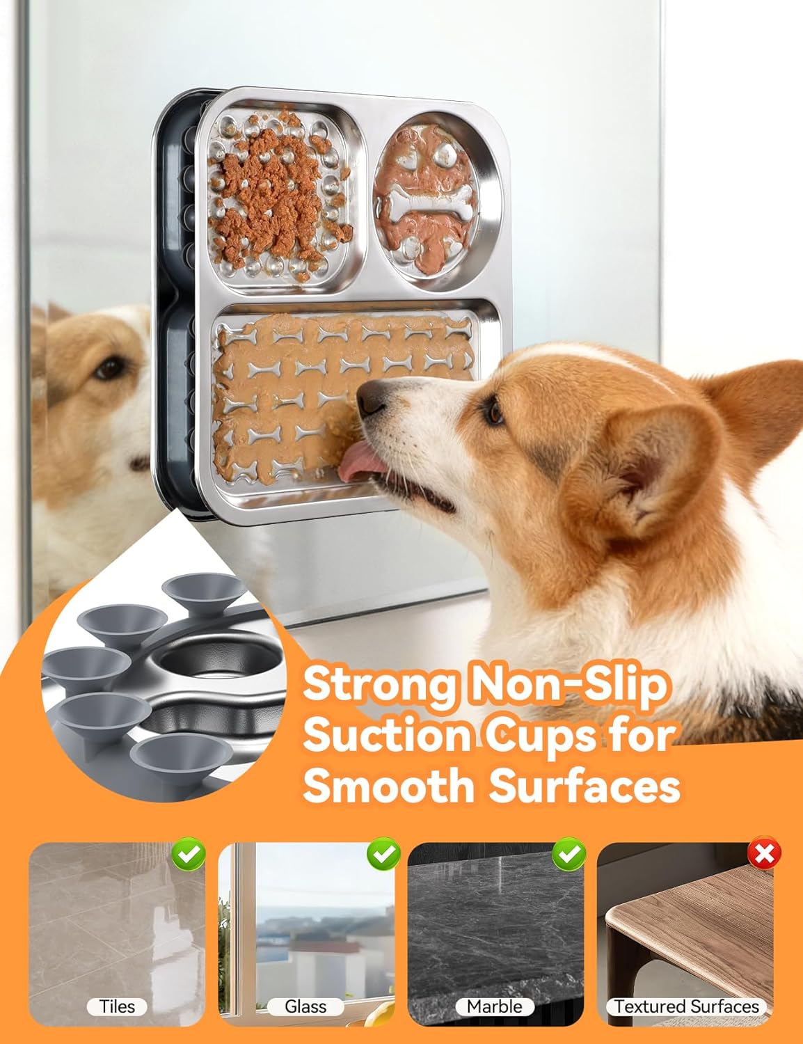 Detalle de Stainless Steel Lick Mats for Dogs with Scraper – FEELNEEDY slow feeder lick mat for anxiety support