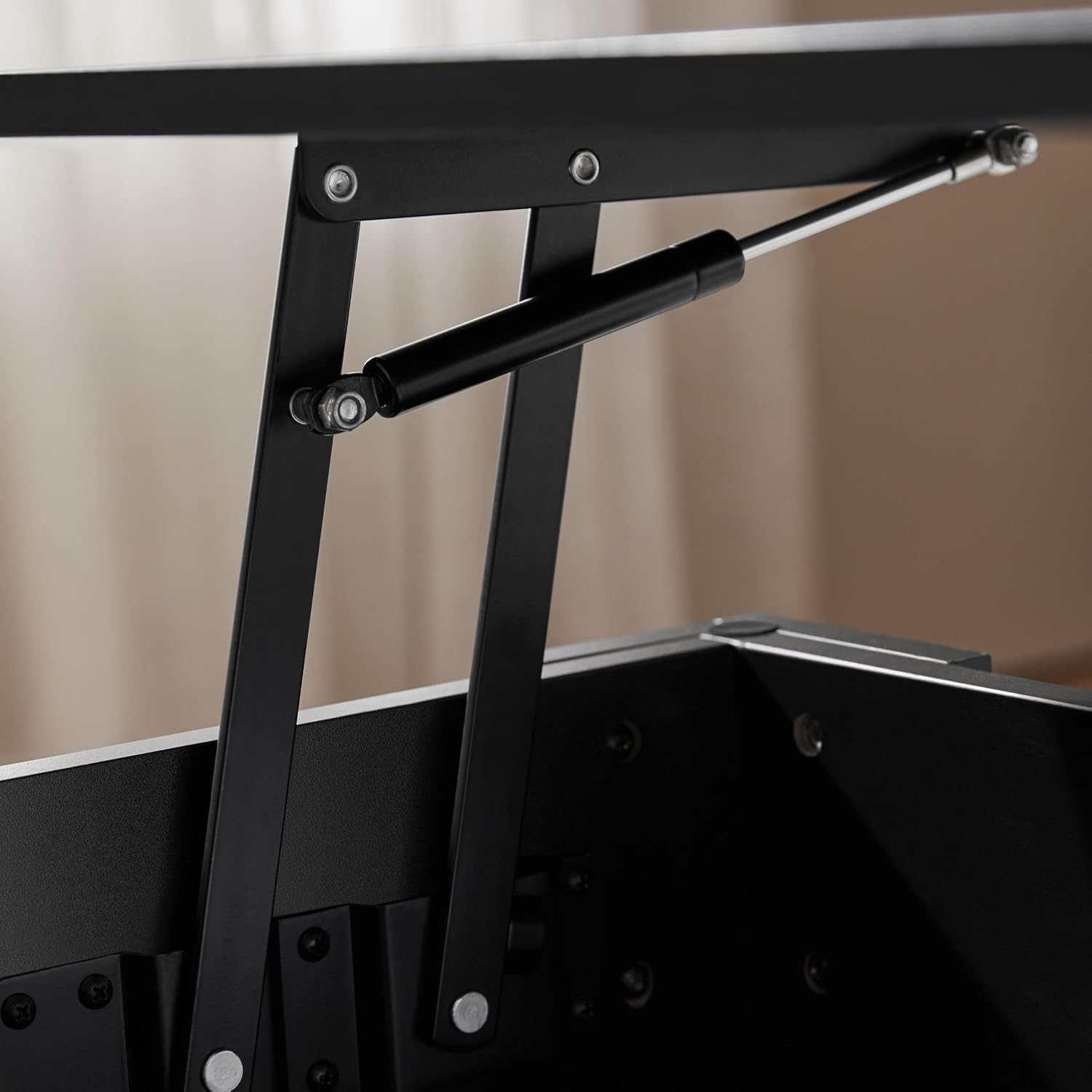 Detalle de Yaheetech Tavolino Sollevabile da Salotto con Ripiano Tavolino da Caffè con Portariviste – Nero, 120 x 60 x 49,5–62,5 cm