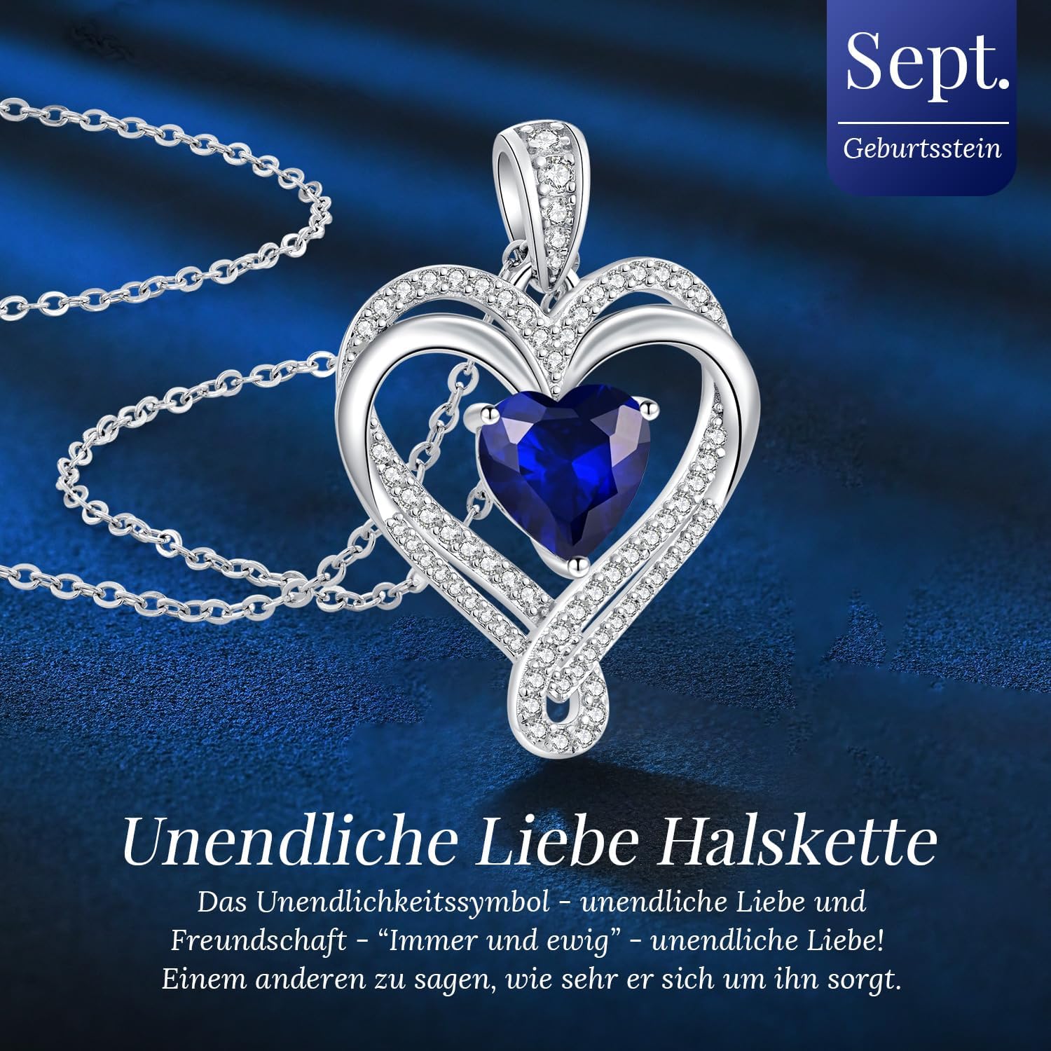 Detalle de LOUISA SECRET Kette Damen Unendlichkeit mit Geburtsstein – Infinity Halskette aus Rhodium