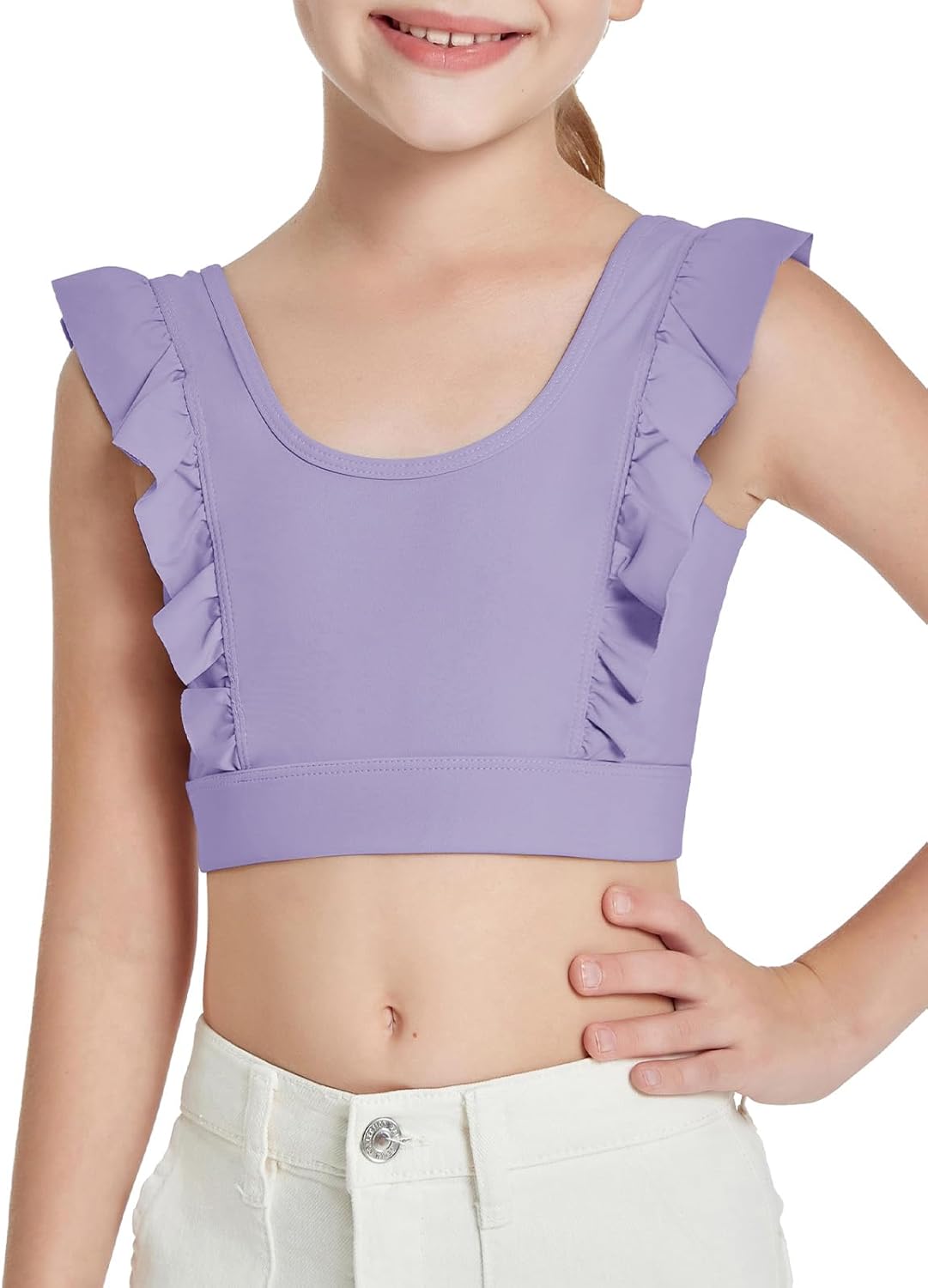 Thumbnail 1 de Haloumoning Mädchen Crop Top Sport BHS mit Rüschen – Yoga, Tanz und Fitness für Kinder