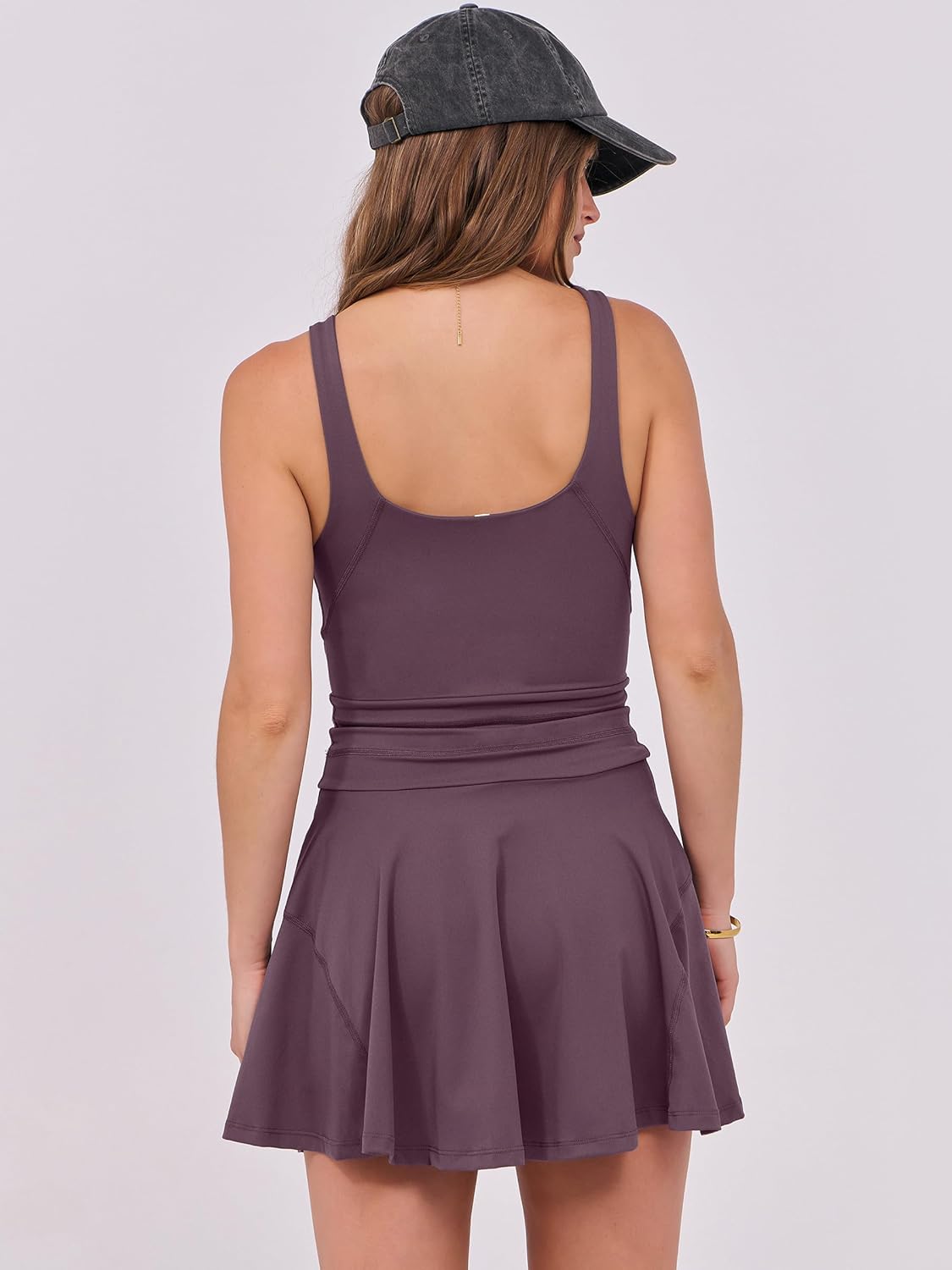 Detalle 2 de Caracilia Women's Tennis Mini Dress with Built-In Shorts — Sleeveless Active Romper