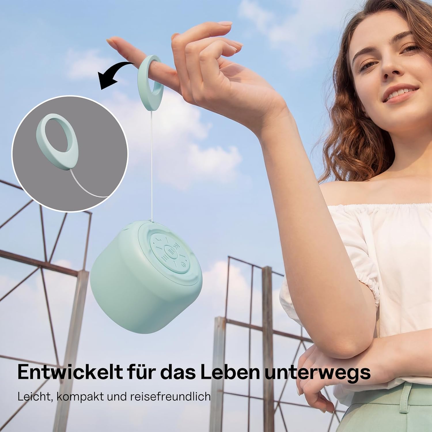 Thumbnail 6 de Bobtot tragbarer Bluetooth-Lautsprecher (grün) mit Mikrofon, wasserdichtem Design und bis zu 15 Stunden Laufzeit