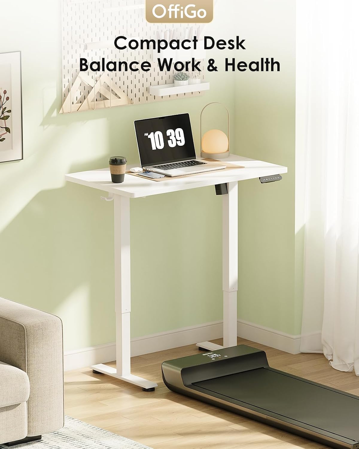Thumbnail 2 de OffiGo Standing Desk (80cm) Electric Sit Stand Desk with 3 Memory Heights, White