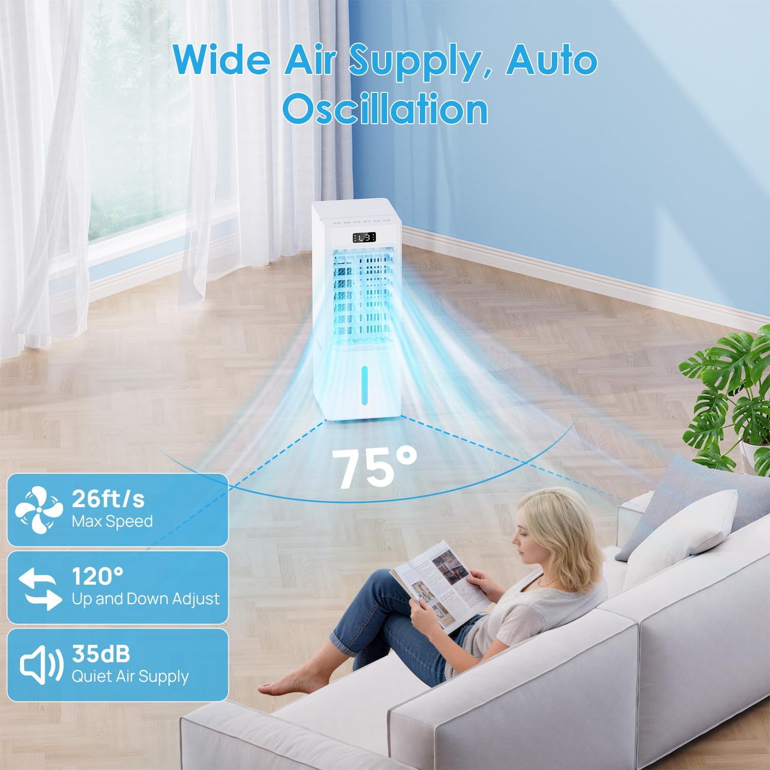 Detalle de Swamp Cooler 6L Windowless Portable Air Conditioner (3-in-1) with Remote