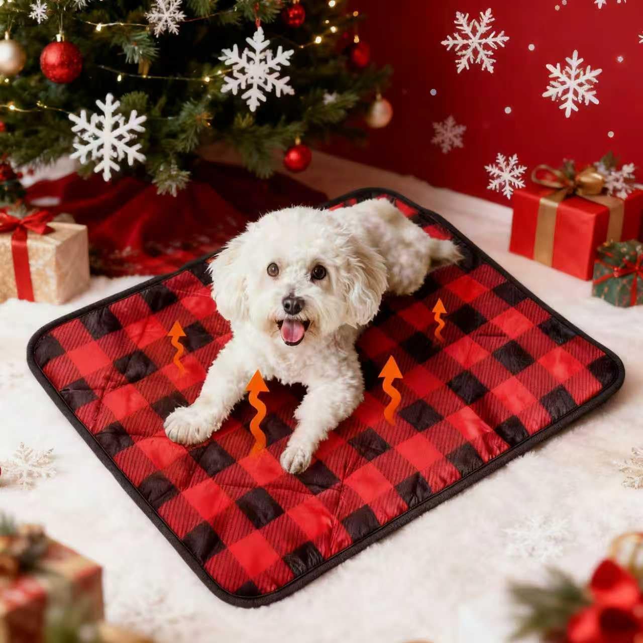 HuaCommerce Self-Heating Pet Mat for Dogs and Cats (46x61cm) — Christmas-Themed, Non-Slip, Machine Washable