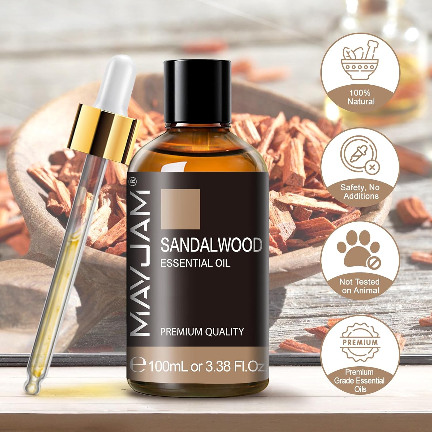 Thumbnail 6 de MAYJAM Sandalwood Essential Oils 100ML – sandalwood oil for diffusers, humidifiers and DIY
