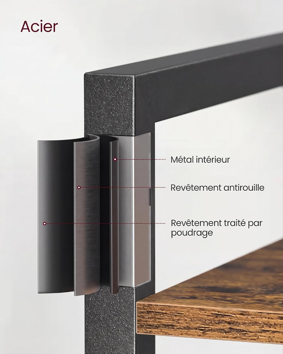 Detalle de VASAGLE LLS082B01 industriële open kast met 6 niveaus, 80 x 30 x 186 cm