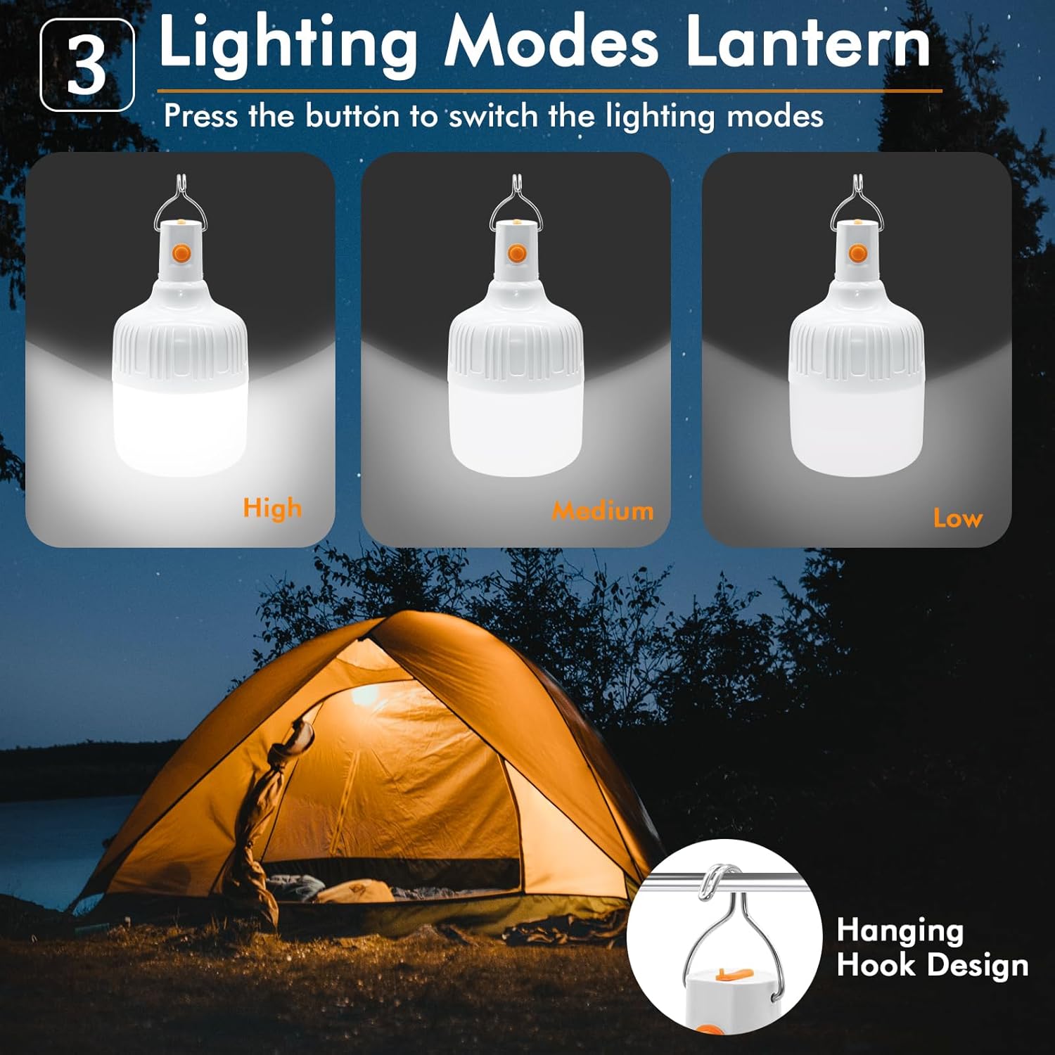 Thumbnail 4 de Ledeak 2 Pcs Camping Light – USB Rechargeable 500-Lumen Lanterns