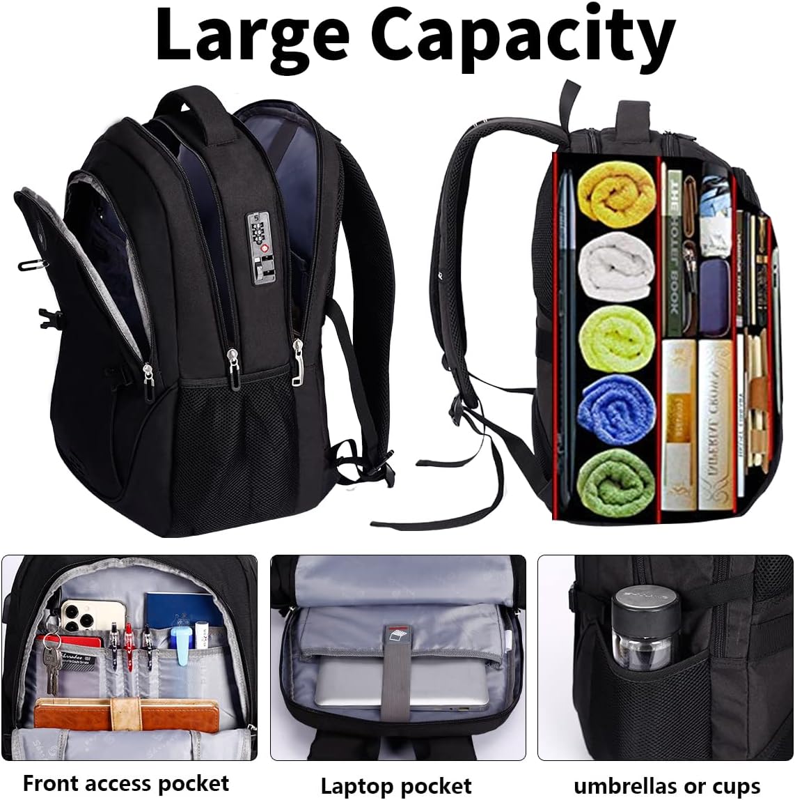 Detalle de SHRRADOO Travel Laptop Backpack for Men and Women: 16.3 Inch Laptop Compatible with Extensive Storage