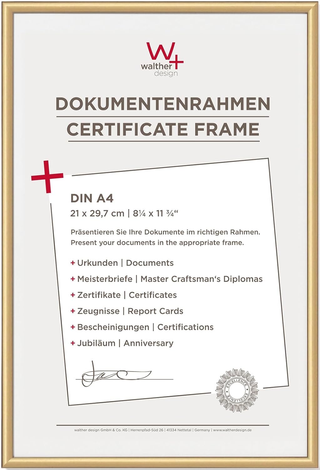 Thumbnail 1 de Cadre photo walther design or 21 x 29,7 cm (DIN A4) Double Pack – New Lifestyle KV130GD