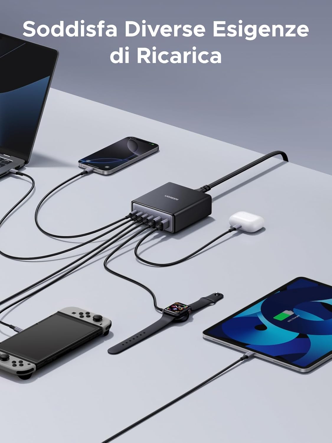 Detalle 2 de UGREEN Zapix 100W caricatore USB-C 6 porte