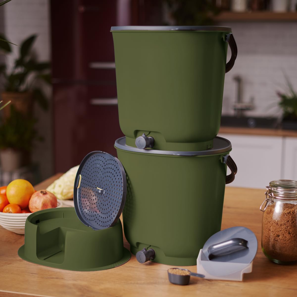 Detalle de Skaza Bokashi Organko Essential – zestaw 2 kompostowników kuchennych 15,3 l