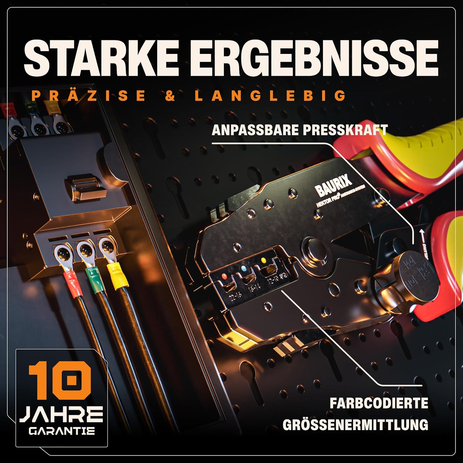 Thumbnail 2 de BAURIX HEKTOR PRO Crimpzange mit 6 Wechselbacken & Abisolierzange – All-In-One Elektriker Werkzeug