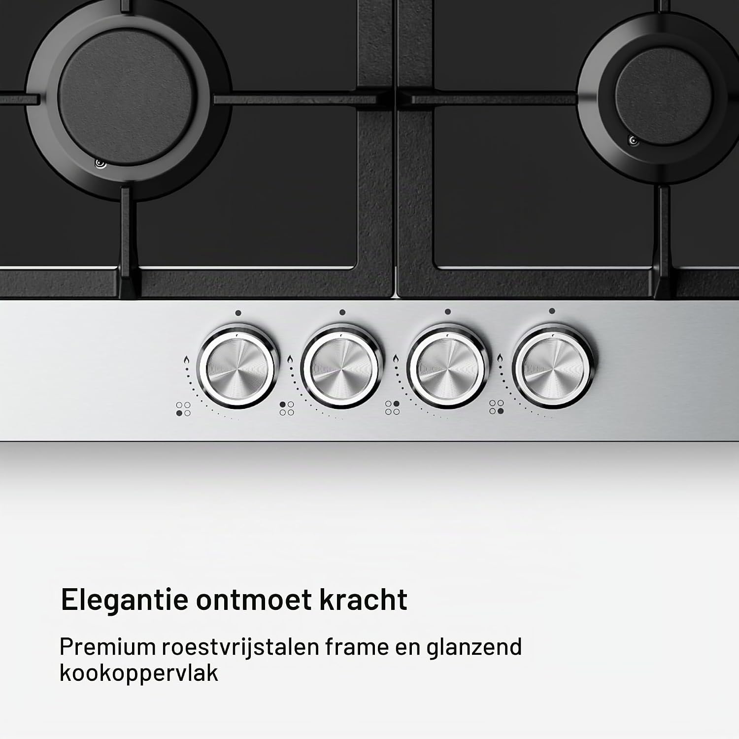 Detalle de KLARSTEIN Verosteel PG6041BG-D1CB gaskookplaat, 60 cm, 4 pitten, 8000 W