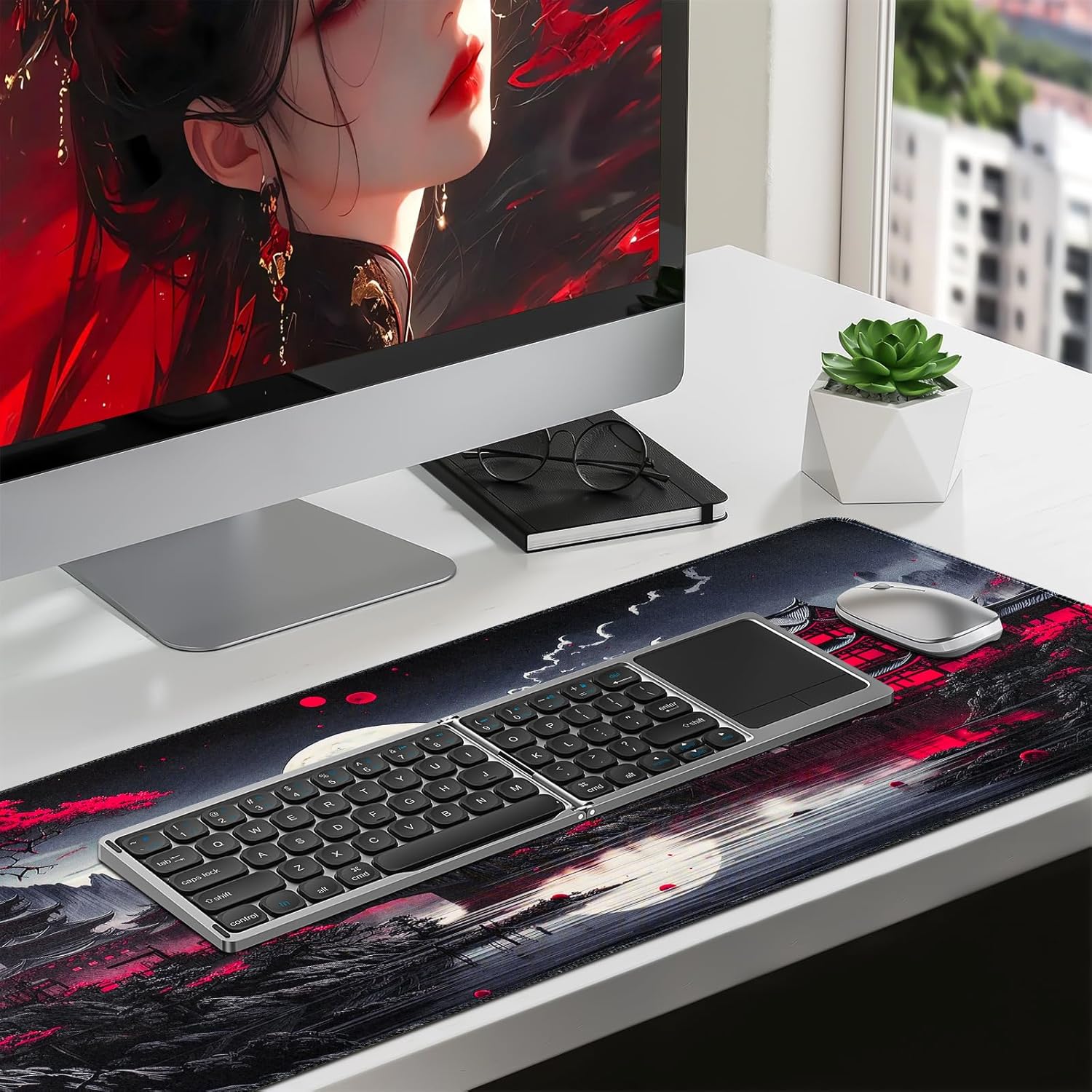 Thumbnail 4 de Zindoo XXL Gaming Mauspad 900 x 400 mm – Schwarzes Anime Mousepad mit rutschfester Gummibasis