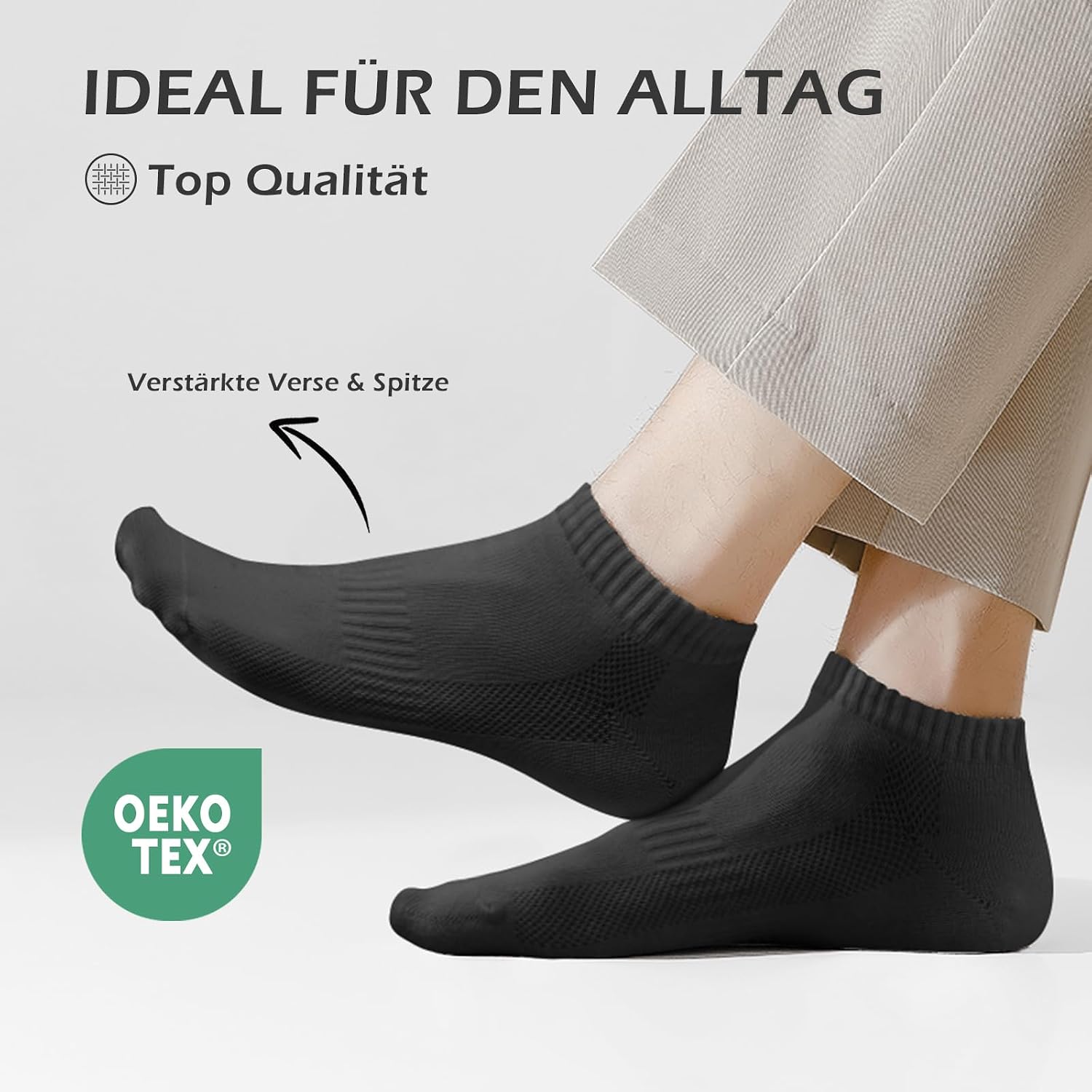 Detalle de QINCAO Sneaker Socken (6/10 Paar) – kurze Baumwoll-Halbsocken für Herren & Damen