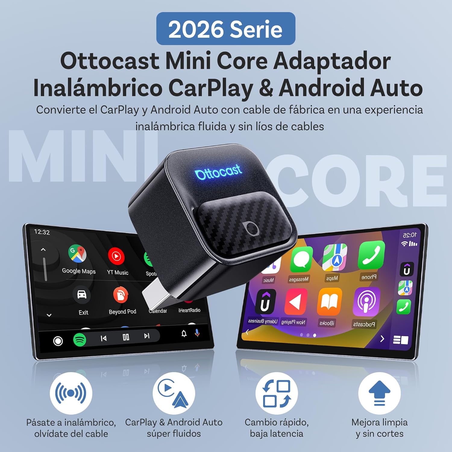 Thumbnail 1 de Ottocast Mini Core Adaptador CarPlay y Android Auto inalámbrico