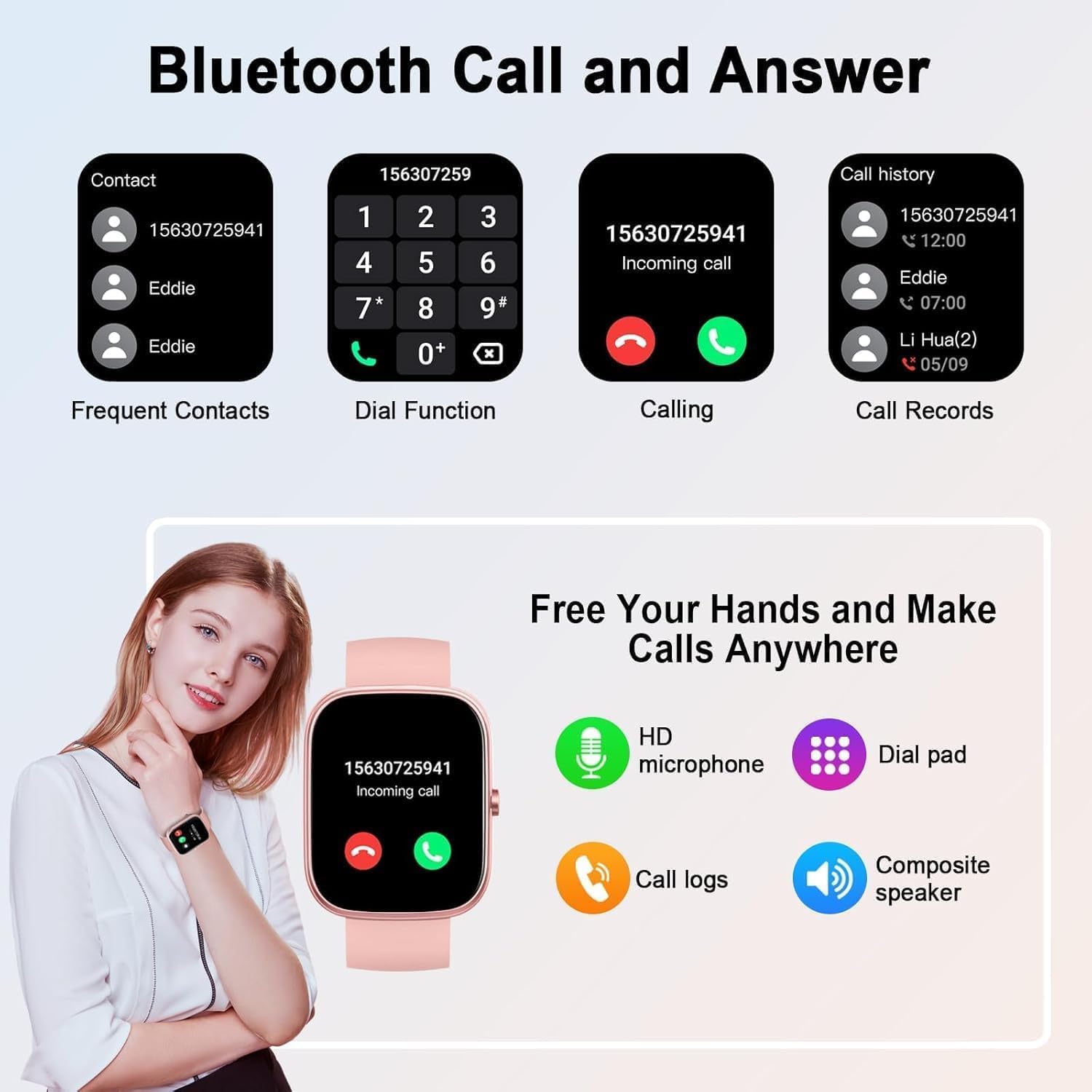 Thumbnail 2 de uaue Smart Watch for Women (2026) with Bluetooth 5.4 call features, 1.91" HD display, IP68