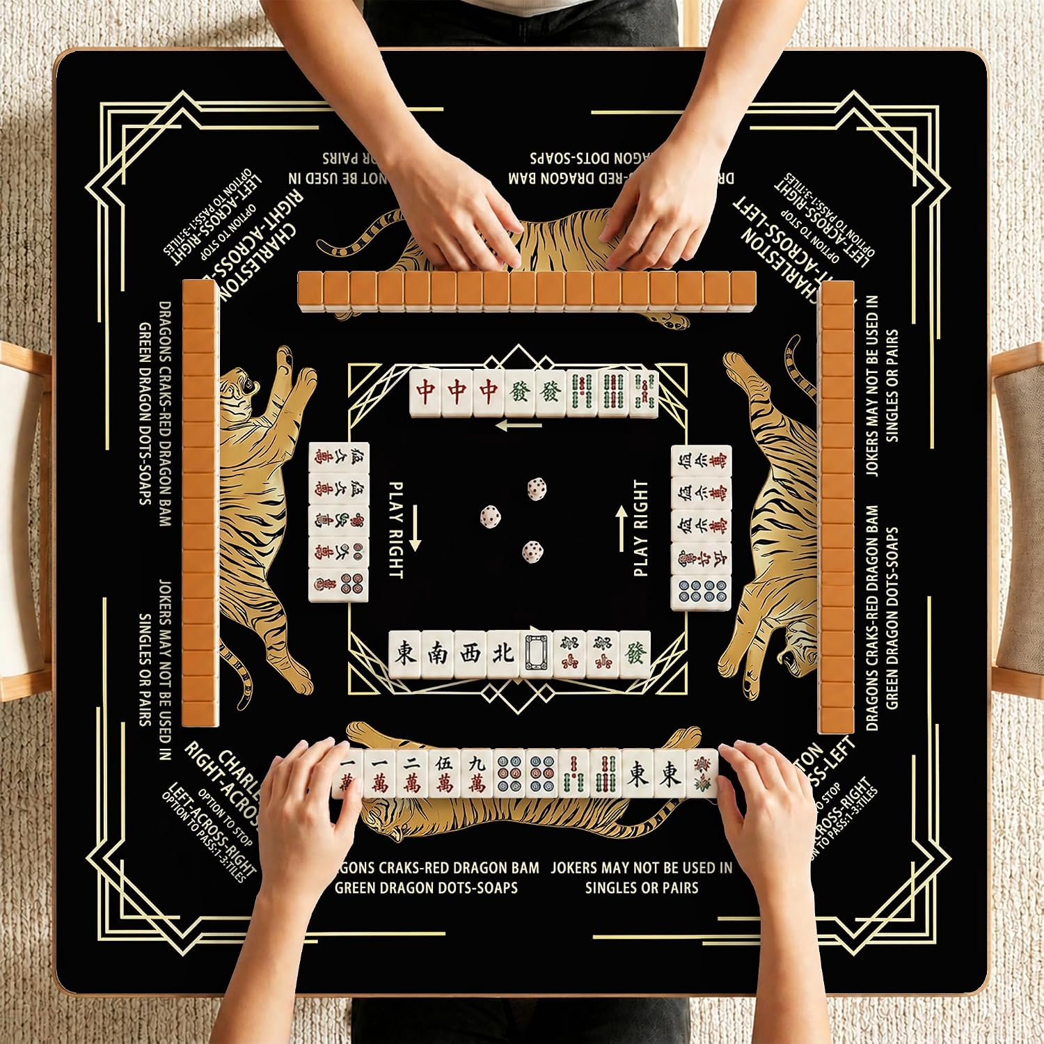 Thumbnail 5 de OJMFHEGEE Mahjong Mat, 31.5 x 31.5 Inches