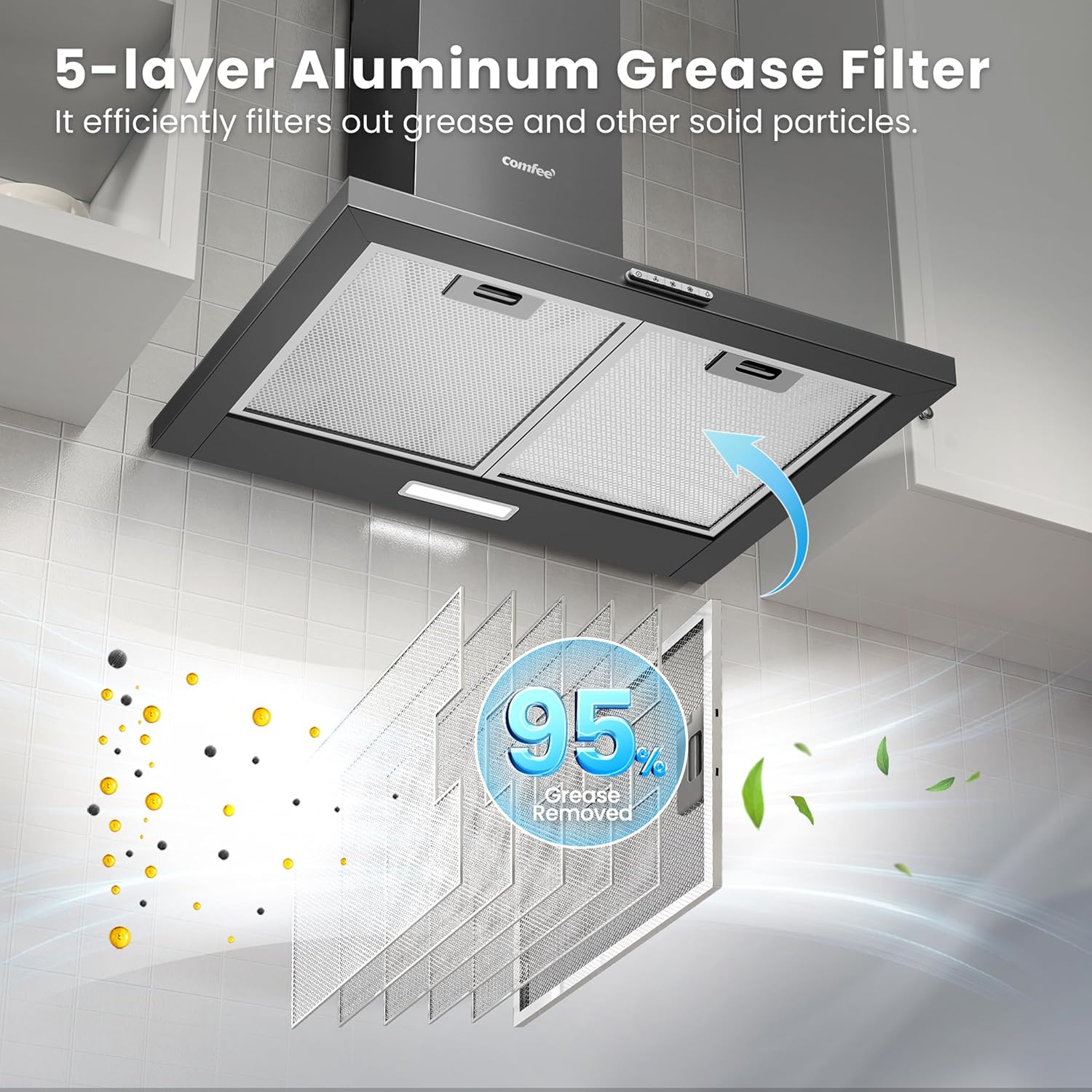Thumbnail 2 de COMFEE' 60cm Chimney Cooker Hood (Wall Mounted) in Black