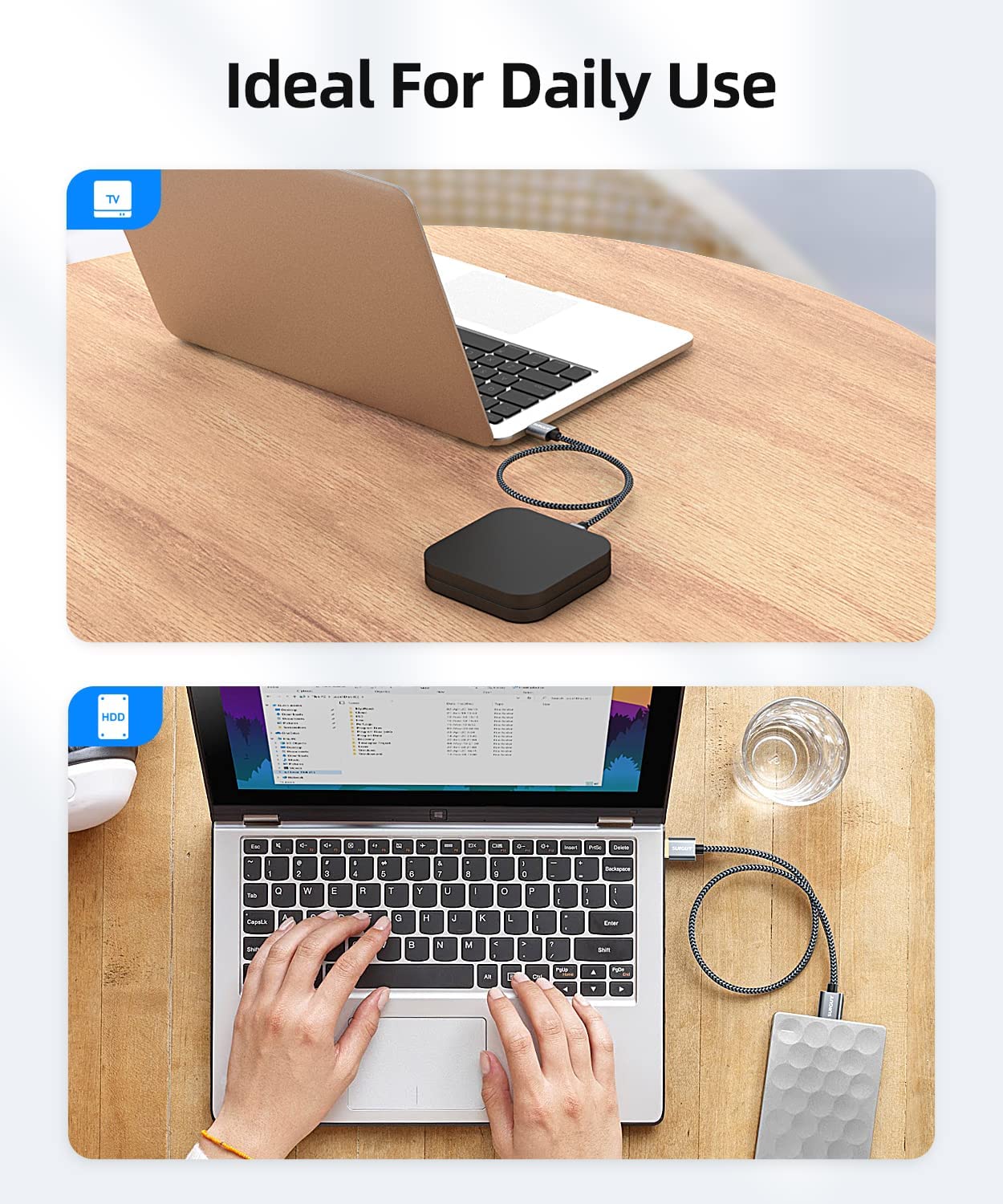 Thumbnail 2 de SUNGUY USB 3.0 Kabel 1 m A-auf-A – Datenübertragung bis 5 Gbit/s, robust und kompatibel mit Druckern, Modems, HDDs