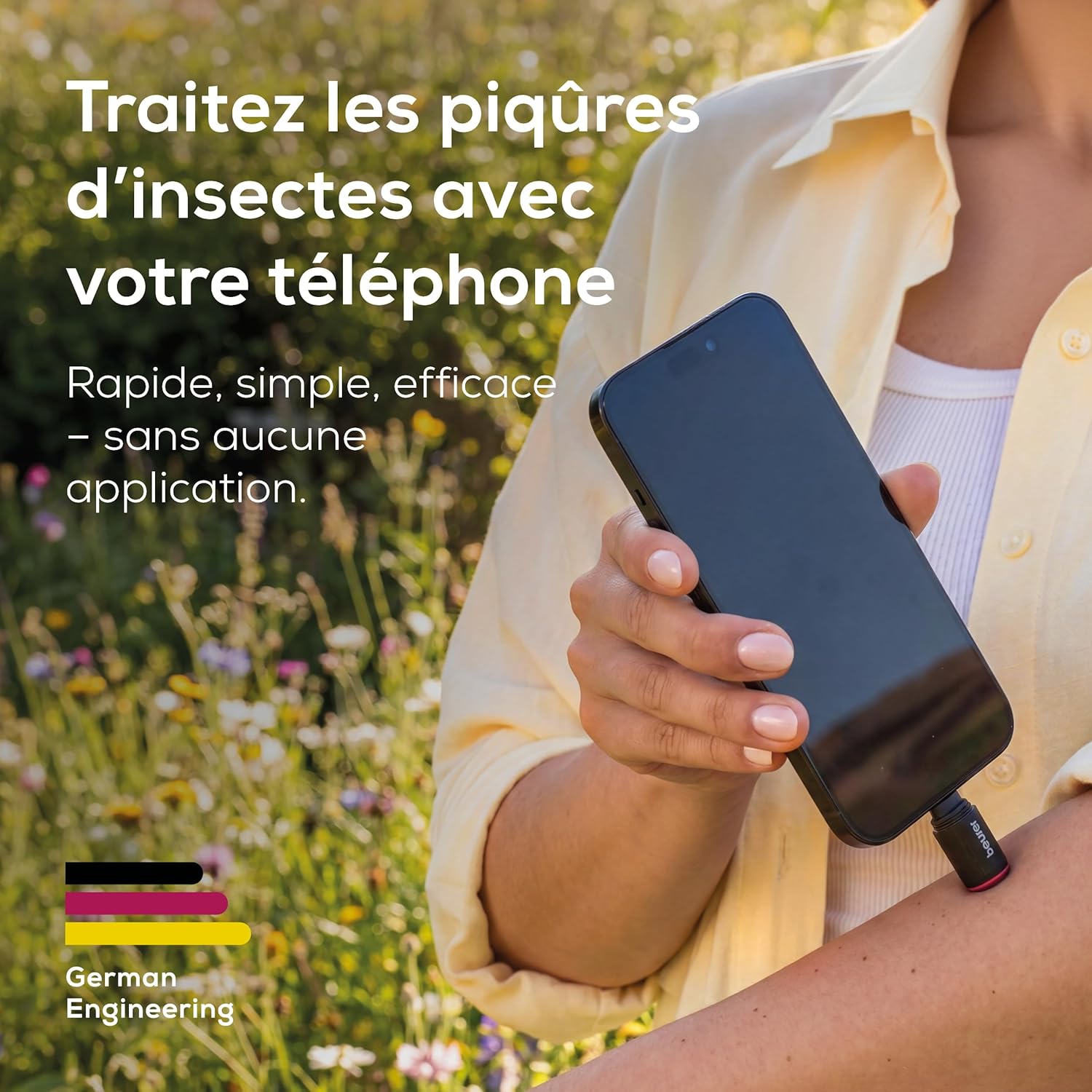 Detalle de Beurer BiteX Go Deep Black — Dispositif USB‑C pour soulager les démangeaisons des piqûres et morsures