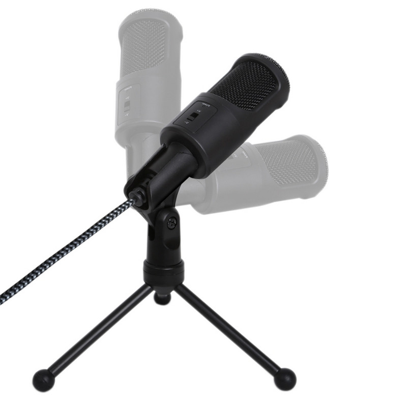 Detalle de Woxter Mic Studio 50, micrófono de condensador con trípode y control de volumen