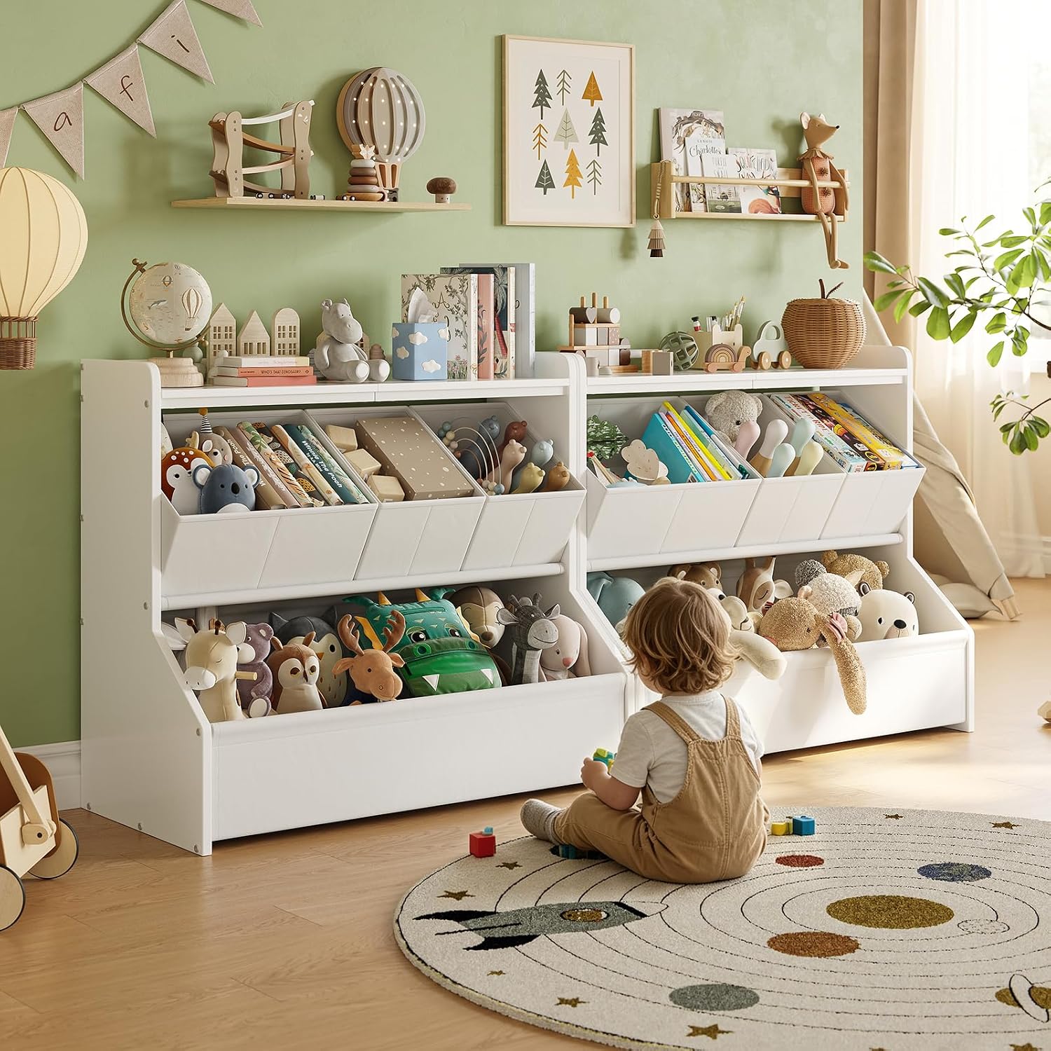 Detalle 2 de FOUCSSOMEI Toy Storage Organizer for Kids, 3-Tier with Removable Bins and Bookshelf