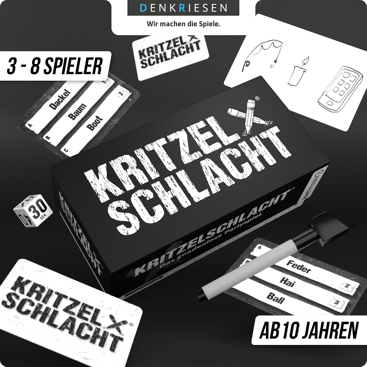 Thumbnail 1 de DENKRIESEN Partyfieber Kritzelschlacht 300 Karten
