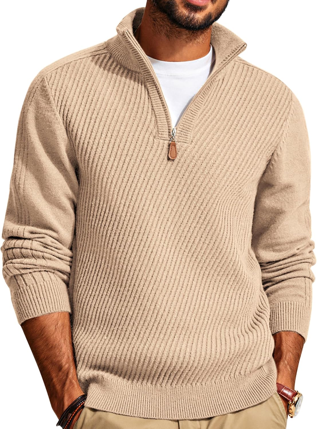 Detalle de PJ PAUL JONES Rollkragenpullover 1/4 Zip Langarm Hoodie
