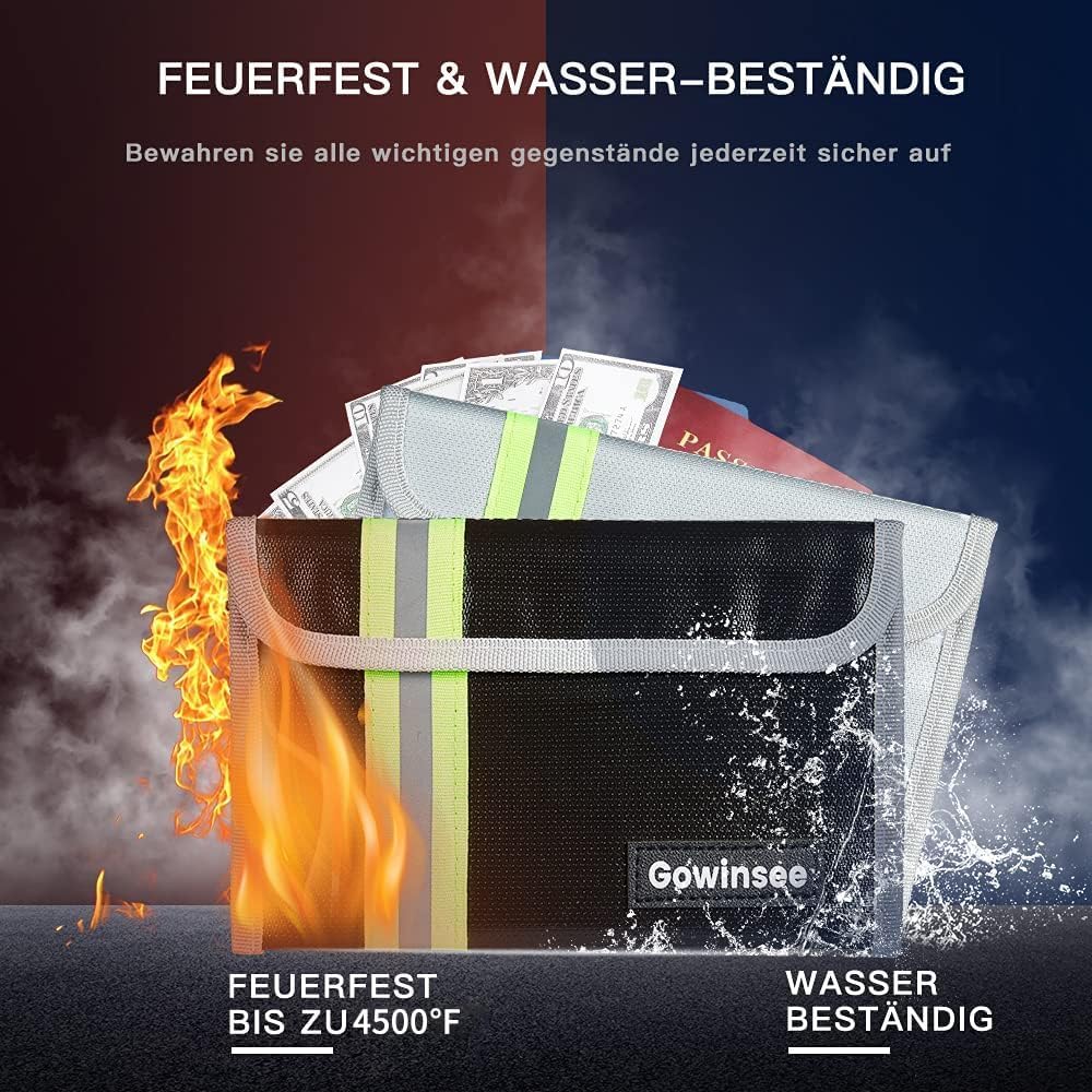 Detalle de 2 Stück Feuerfeste Tasche – Kleine Feuerfeste Geldtasche (12,7 x 20,3 cm, 6500 °F) mit Wasserschutz